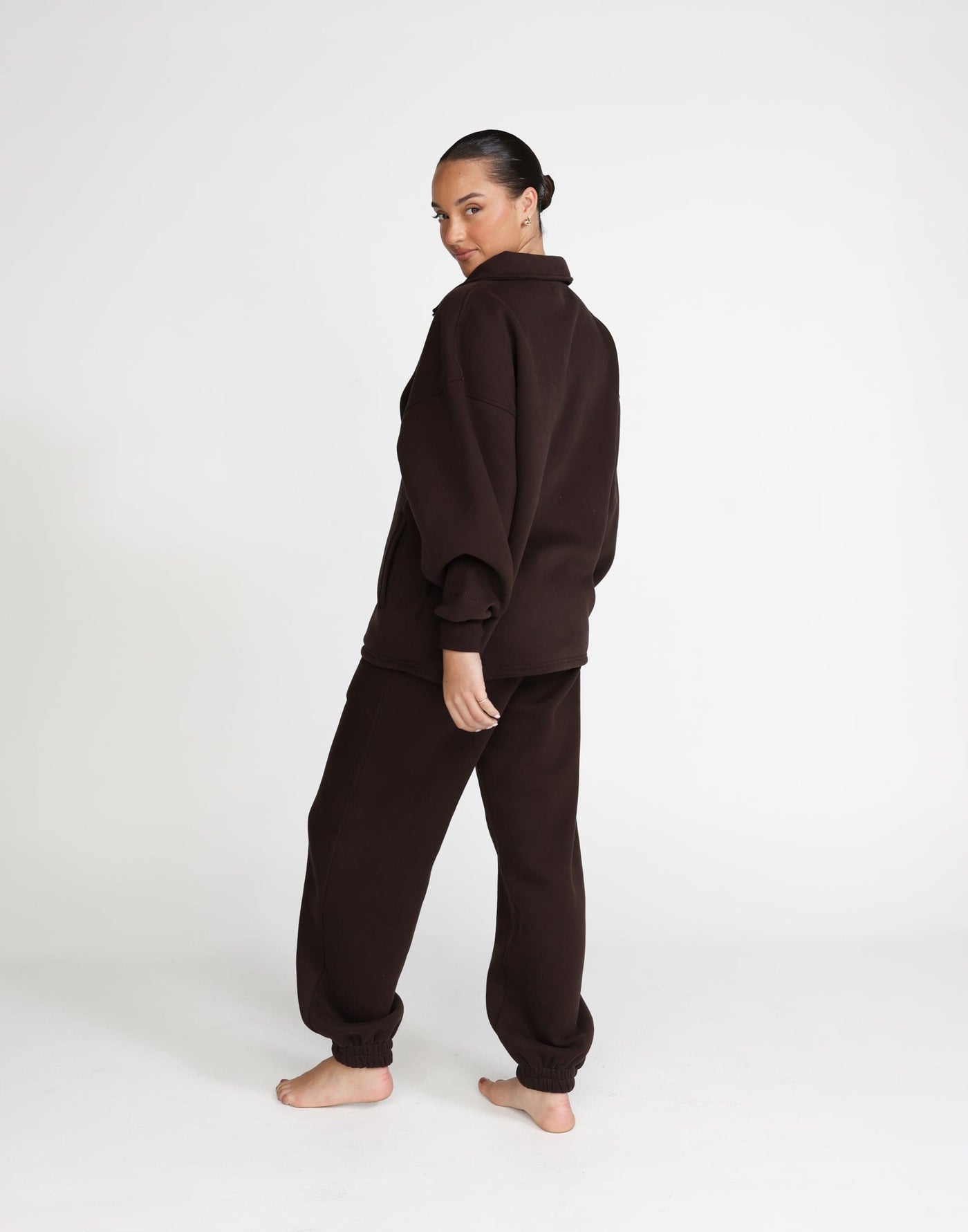 Jamie Tracksuit Pants (Chocolate) | CHARCOAL Exclusive - Cuffed Fleece Lined Sweatpants - Women's Pants - Charcoal Clothing