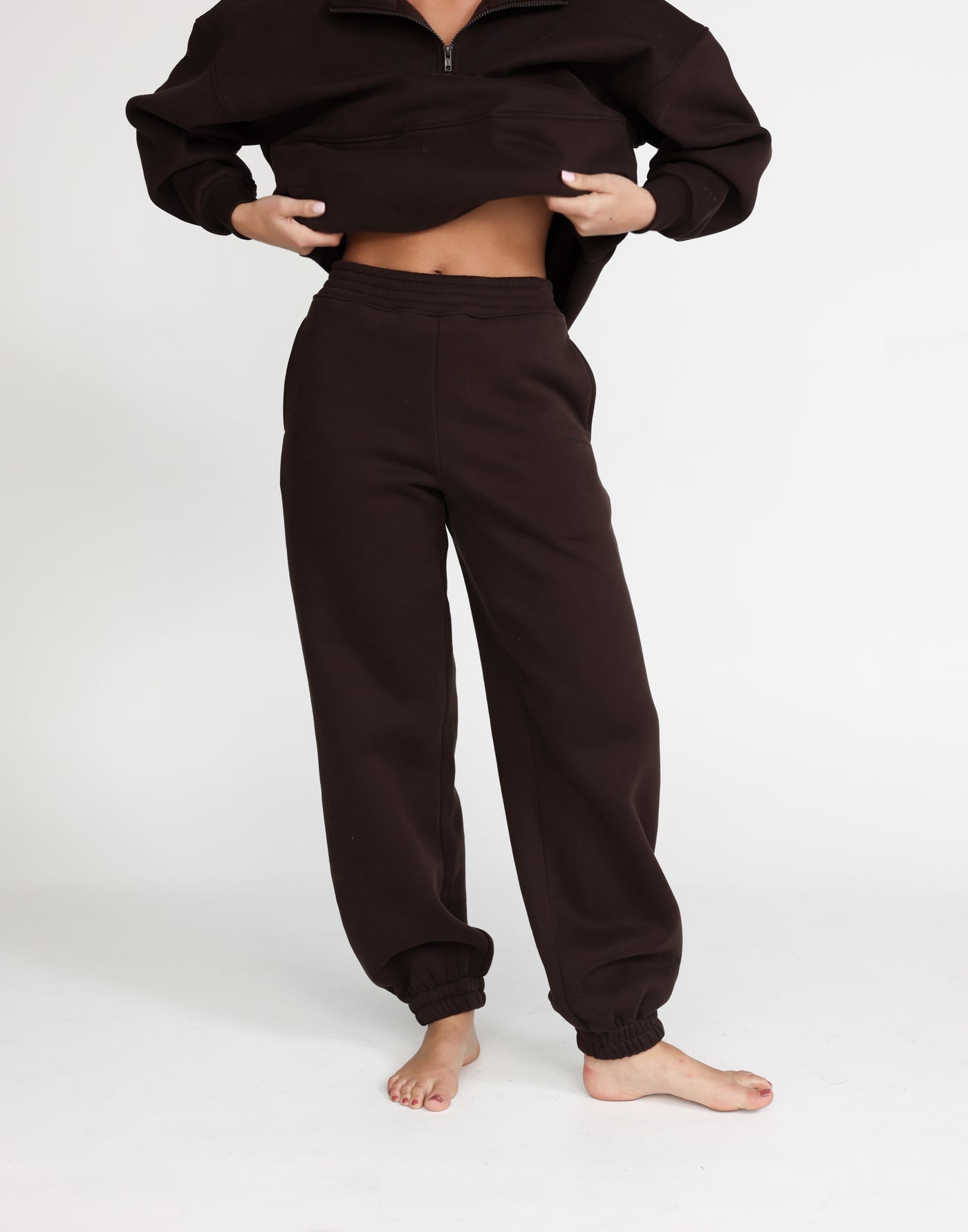 Jamie Tracksuit Pants (Chocolate) | CHARCOAL Exclusive - Cuffed Fleece Lined Sweatpants - Women's Pants - Charcoal Clothing