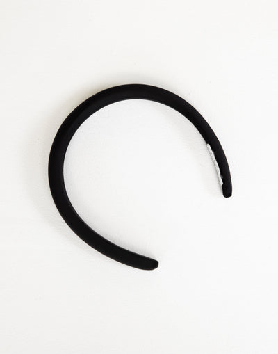 Christine Headband (Black) | CHARCOAL Exclusive - Satin Padded Headband - Women's Accessories - Charcoal Clothing