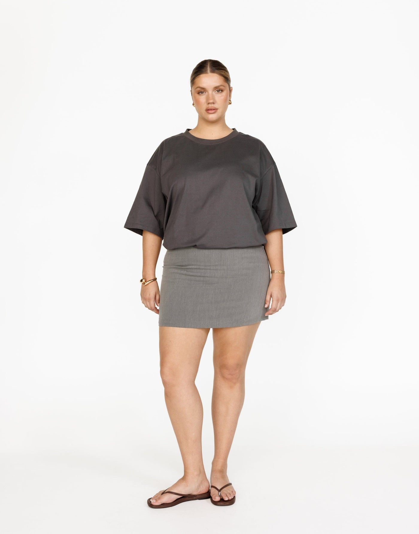 Ashwood Mini Skirt (Grey) - Mid-Rise Mini Skirt - Women's Skirt - Charcoal Clothing