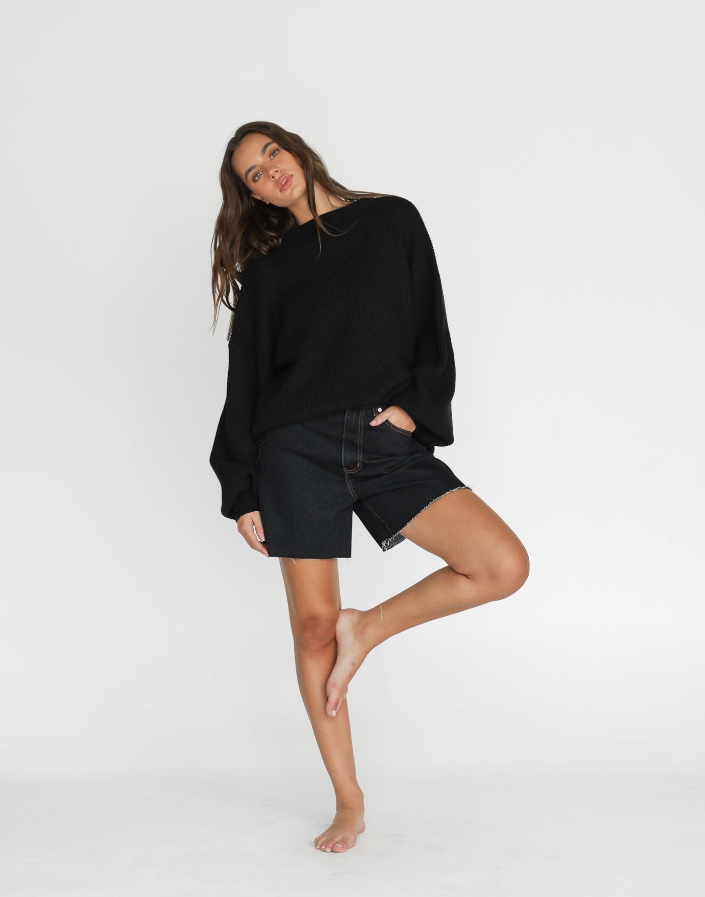 Cody Oversized Jumper (Black) | CHARCOAL Exclusive -Black Oversized Knit Jumper - Women's Top - Charcoal Clothing
