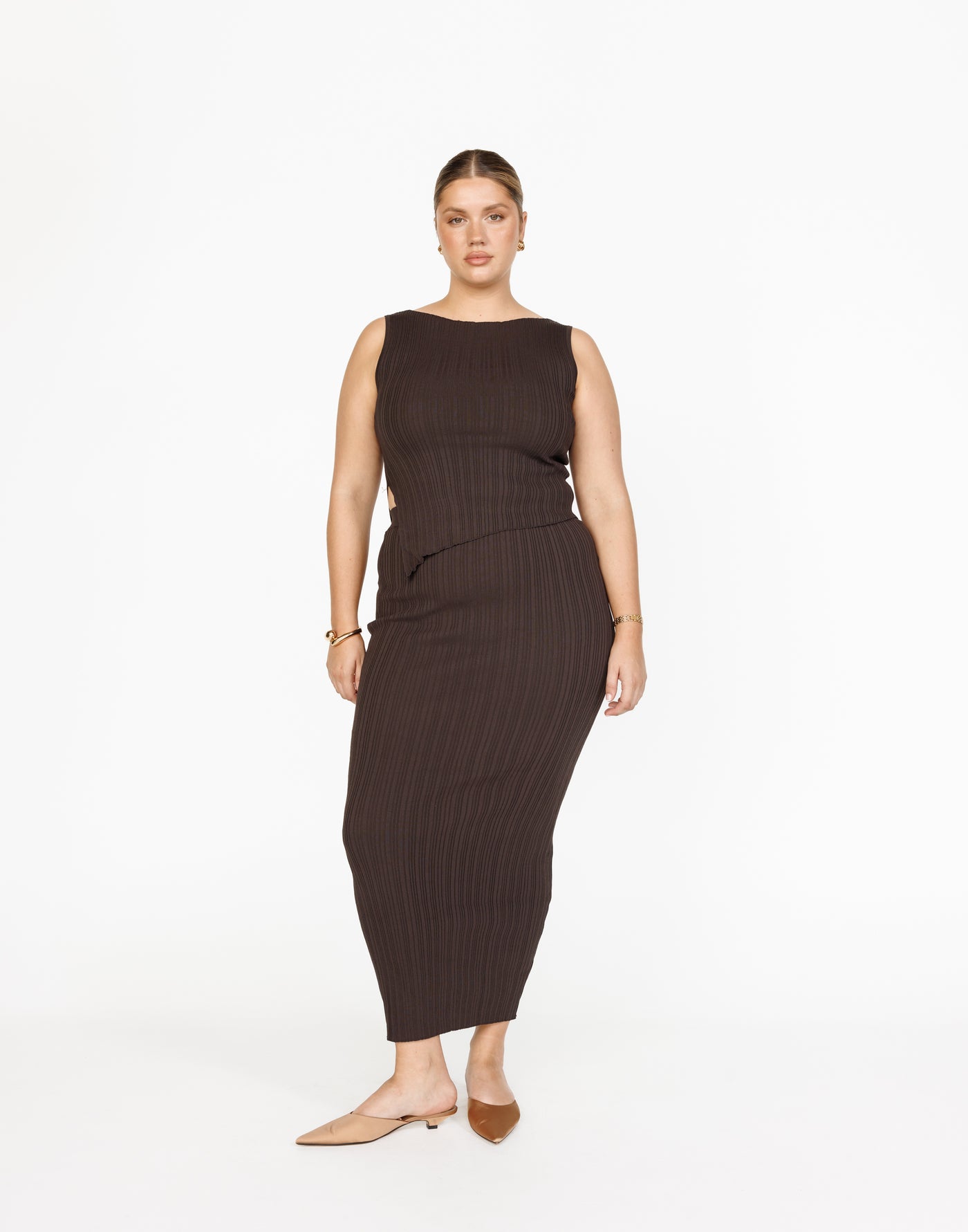 Kienna Maxi Skirt (Chocolate) | Charcoal Exclusive - Ribbed Maxi Skirt - Women's Skirt - Charcoal Clothing