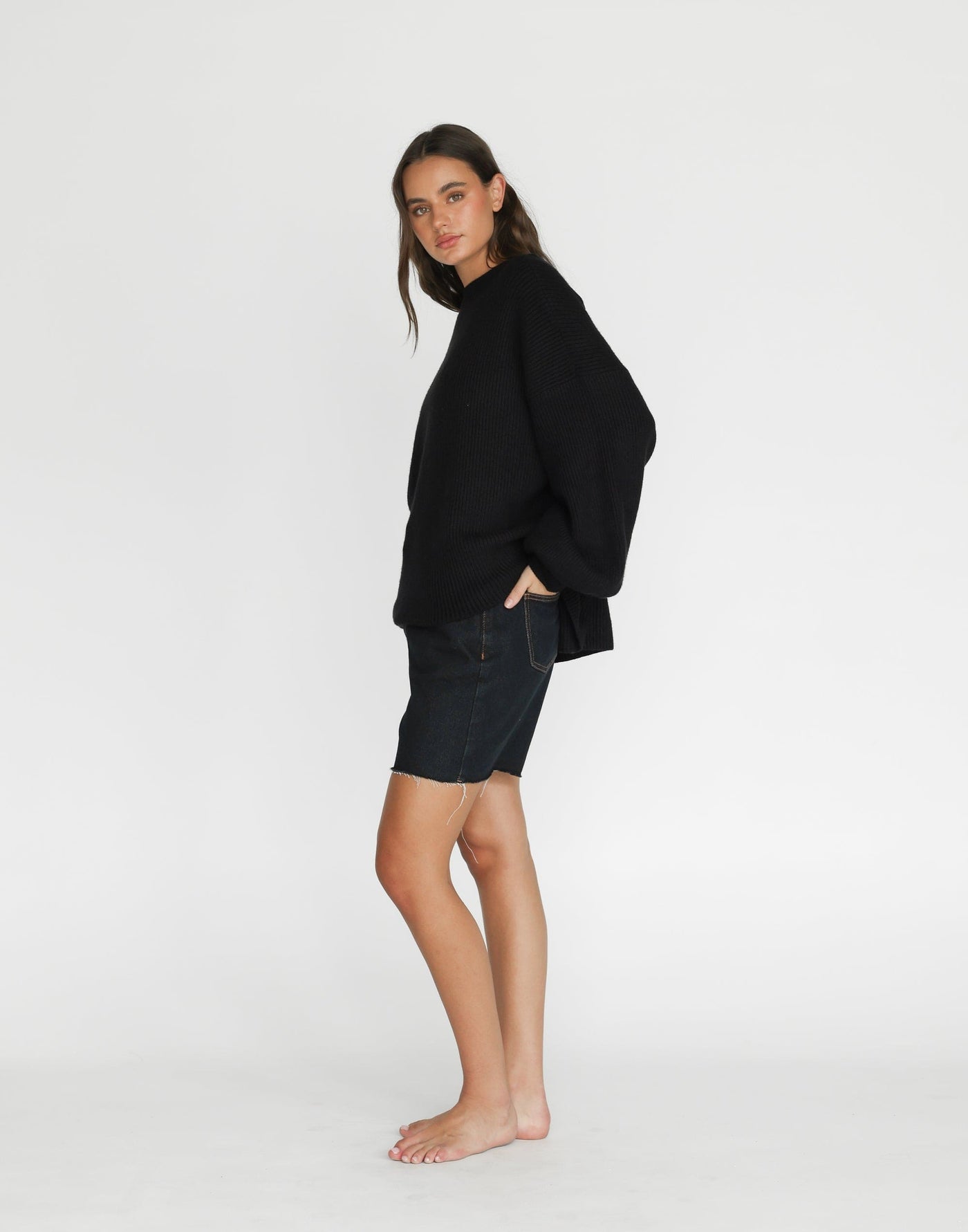 Cody Oversized Jumper (Black) | CHARCOAL Exclusive -Black Oversized Knit Jumper - Women's Top - Charcoal Clothing