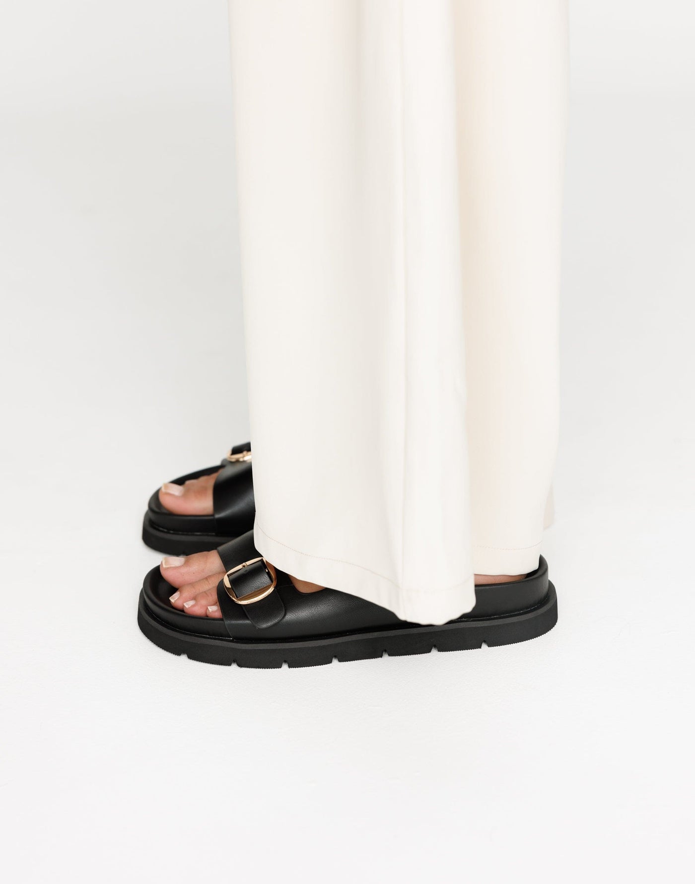 Cosmo Slides (Black) - By Billini - Dual Strap Summer Slides - Women's Shoes - Charcoal Clothing