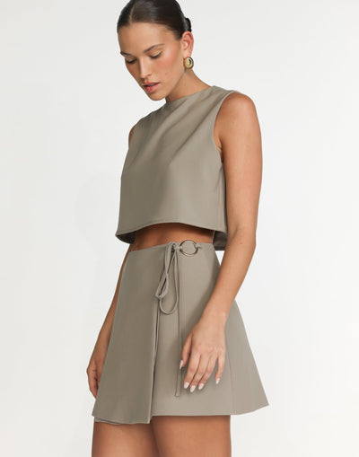 Alayna Mini Skirt (Dusty Sage) | CHARCOAL Exclusive - - Women's Skirt - Charcoal Clothing