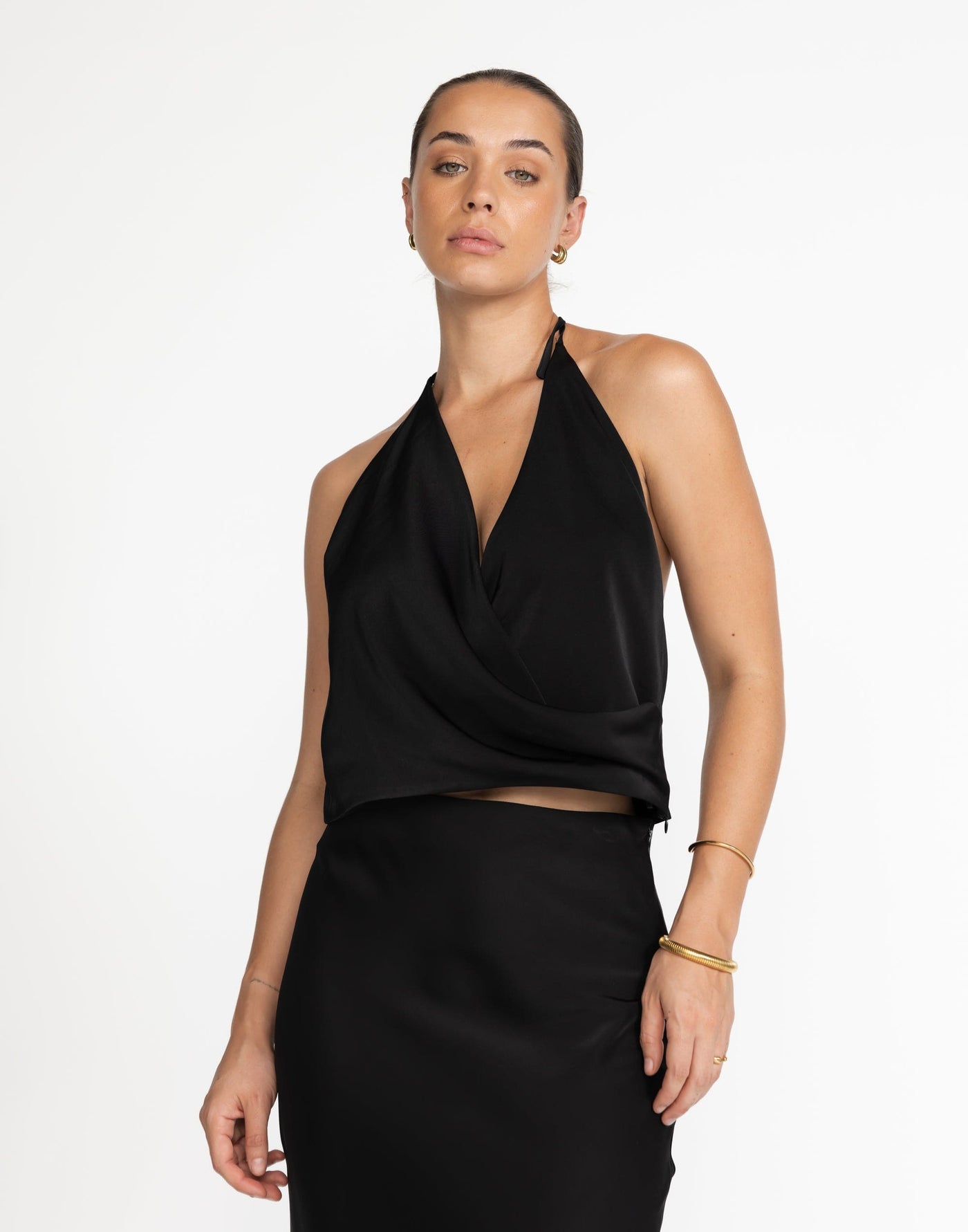 Cabaret Top (Black) | CHARCOAL Exclusive - Halter Black Top - Women's Top - Charcoal Clothing