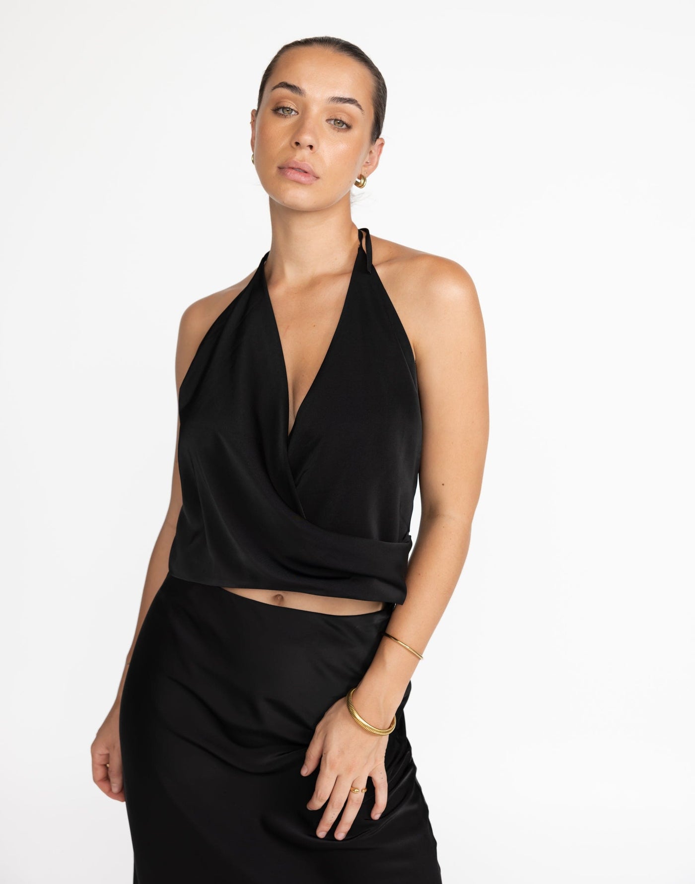 Cabaret Top (Black) | CHARCOAL Exclusive - Halter Black Top - Women's Top - Charcoal Clothing