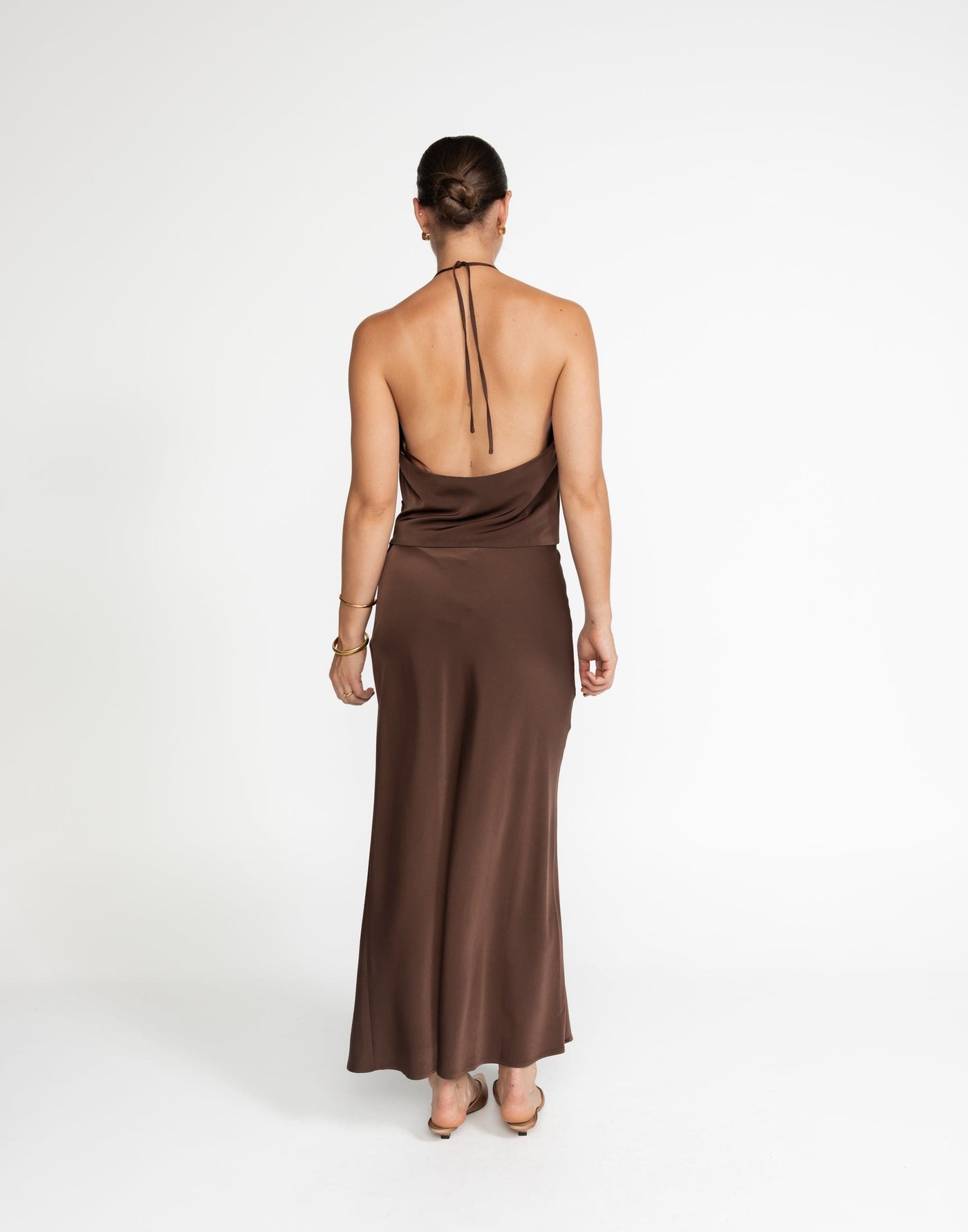 Cabaret Maxi Skirt (Cocoa) | CHARCOAL Exclusive - Low Rise Brown Maxi Skirt - Women's Skirt - Charcoal Clothing