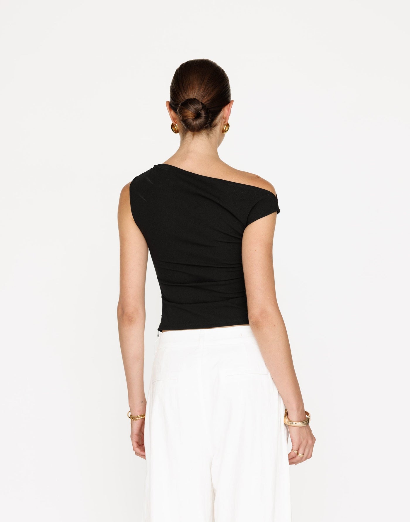 Laura Top (Black) | CHARCOAL Exclusive - Asymmetrical Neckline and Back Top - Women's Top - Charcoal Clothing