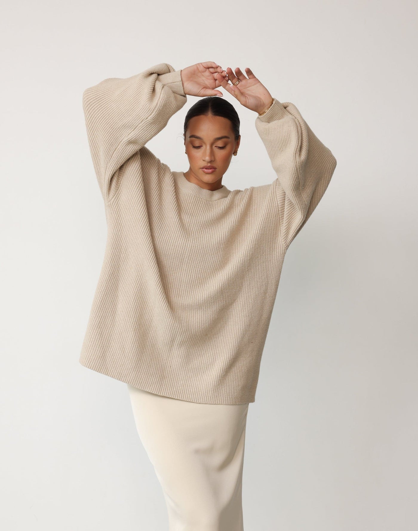 Cody Jumper (Oatmeal) | CHARCOAL Exclusive - Oversized Crew Neck Knit - Women's Top - Charcoal Clothing