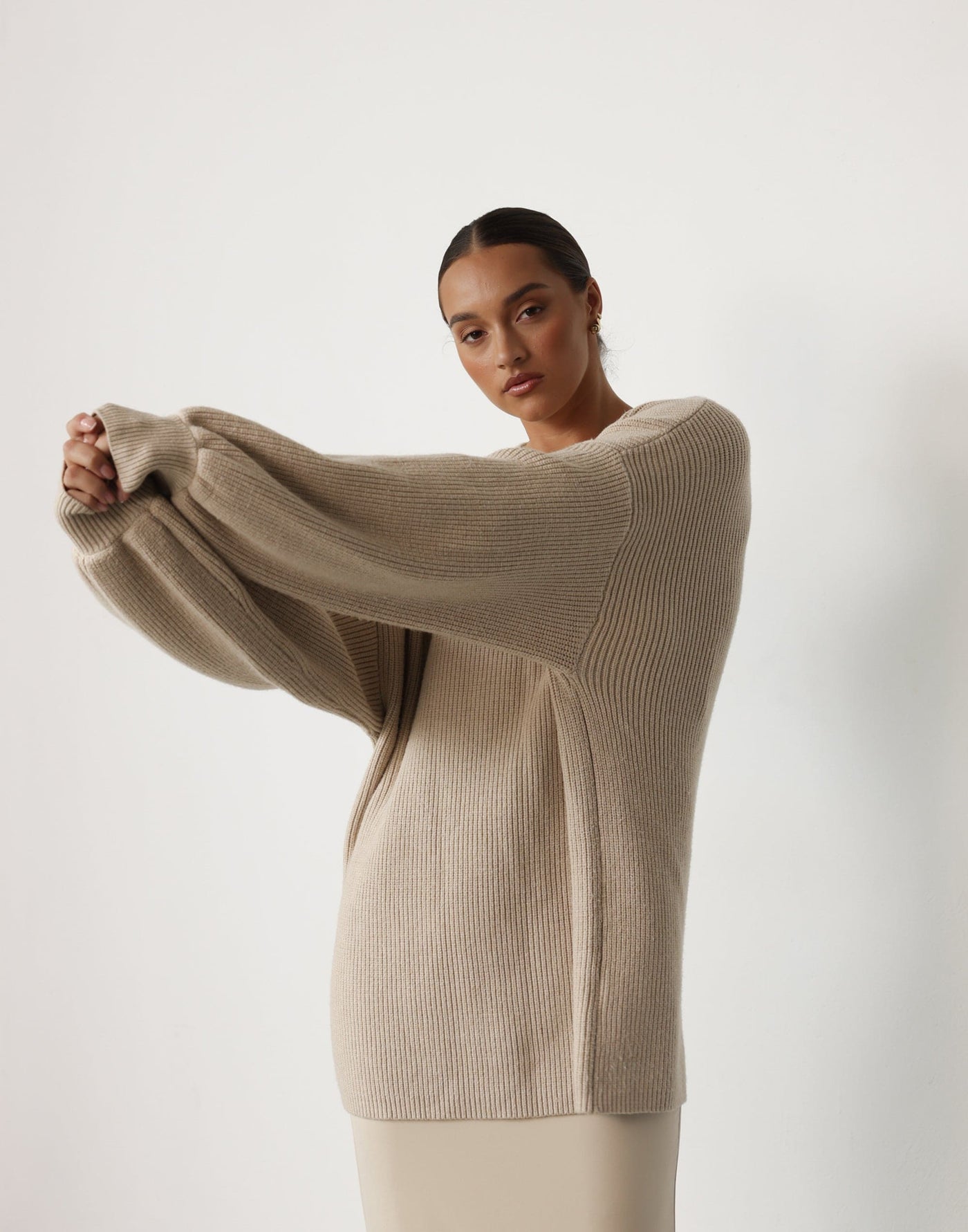 Cody Jumper (Oatmeal) | CHARCOAL Exclusive - Oversized Crew Neck Knit - Women's Top - Charcoal Clothing