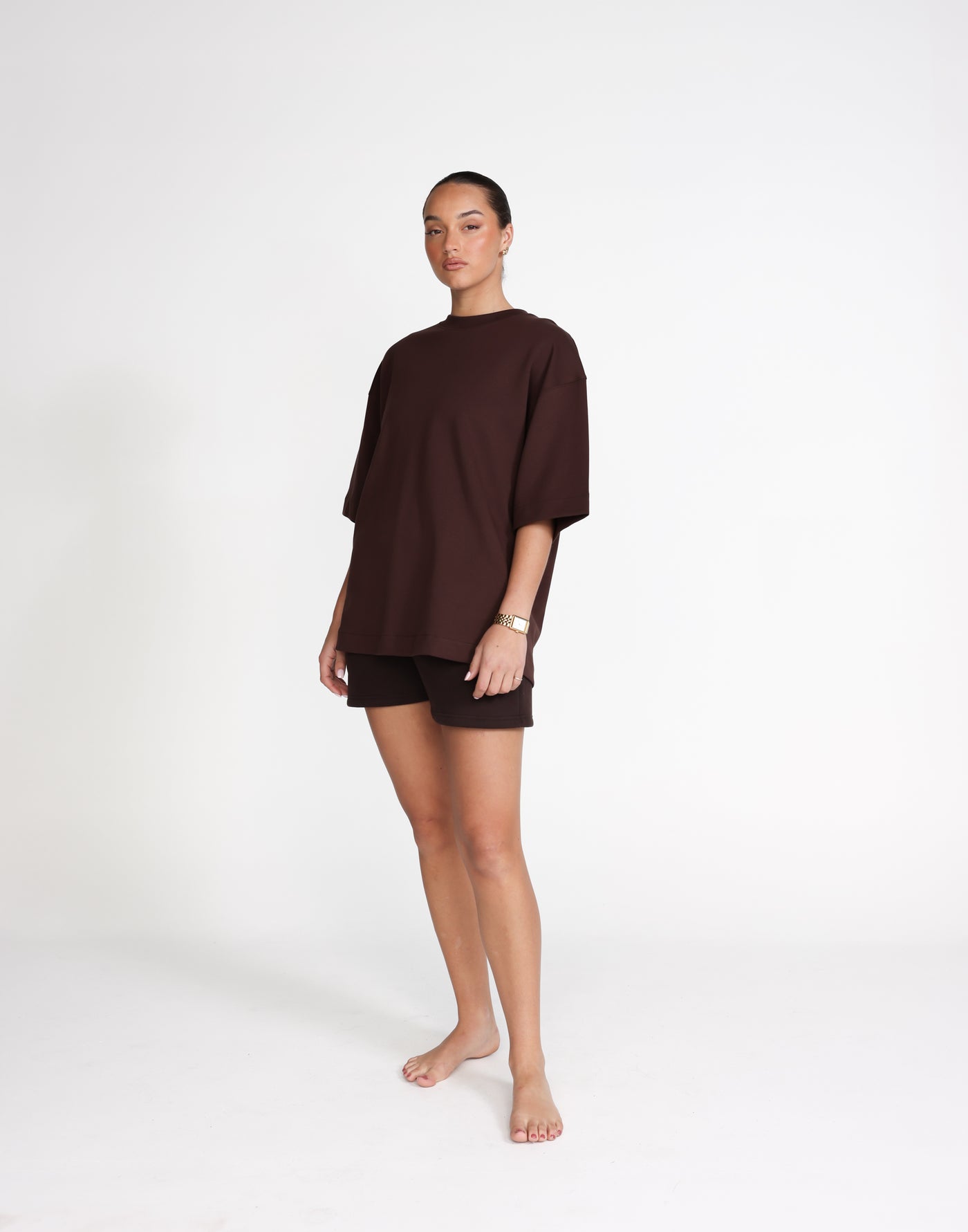 Theo T-Shirt (Chocolate) | CHARCOAL Exclusive - Relaxed Fit Crew Neck Tee - Women's Top - Charcoal Clothing