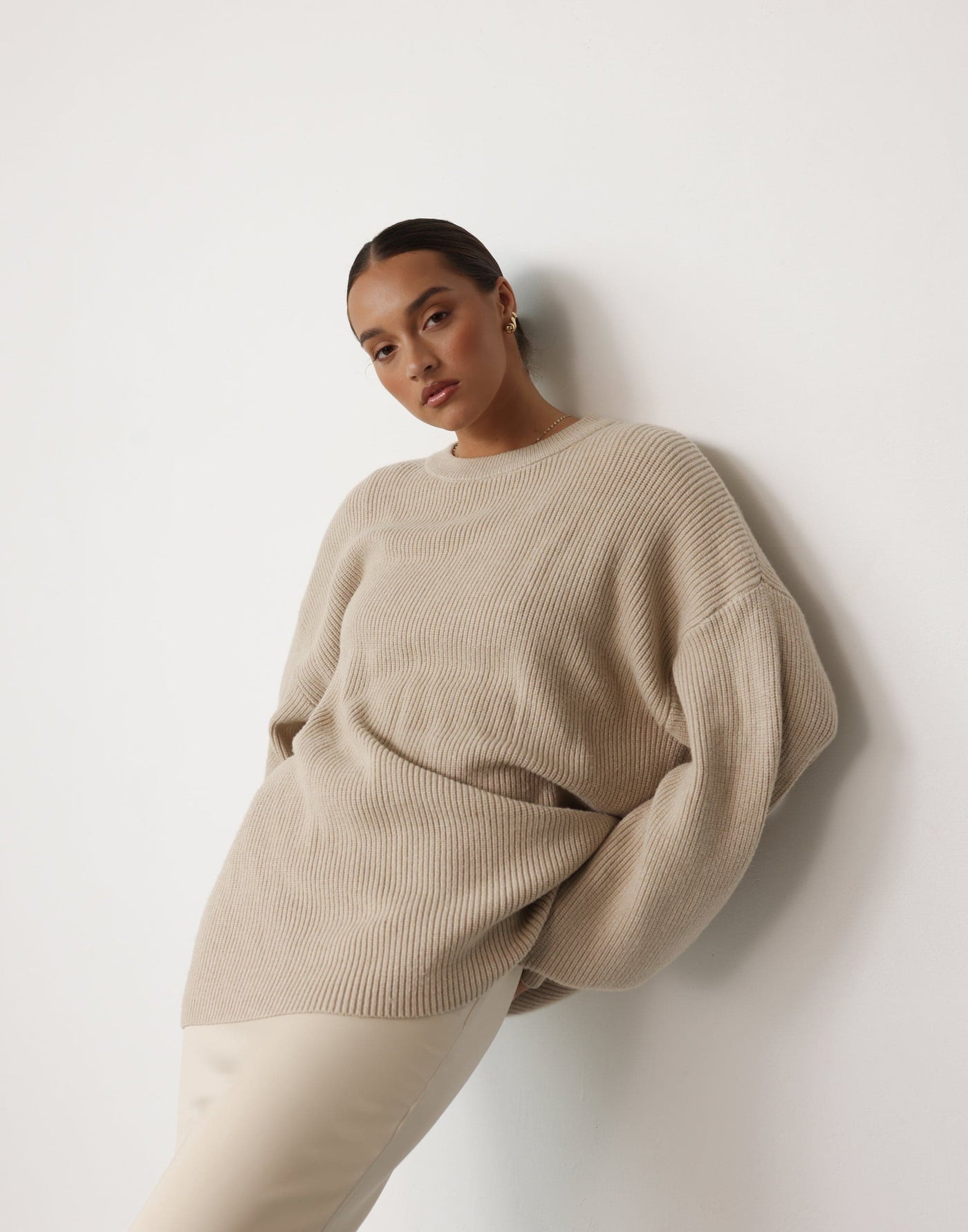 Cody Jumper (Oatmeal) | CHARCOAL Exclusive - Oversized Crew Neck Knit - Women's Top - Charcoal Clothing