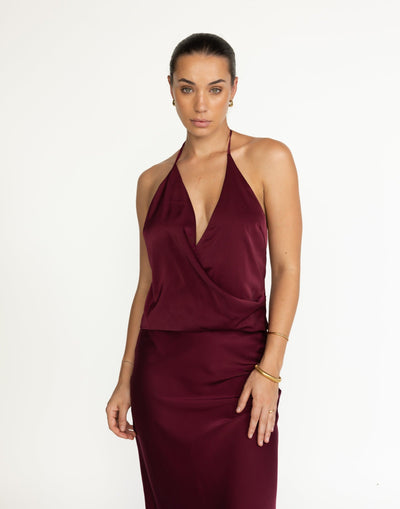 Cabaret Top (Plum) | CHARCOAL Exclusive - Halter Red Top - Women's Top - Charcoal Clothing