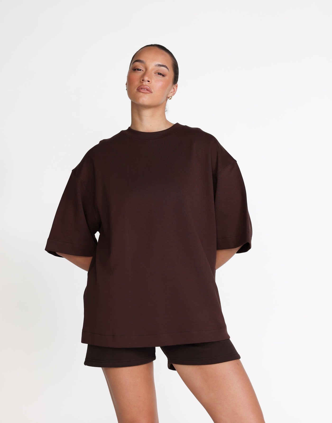 Theo T-Shirt (Chocolate) | CHARCOAL Exclusive - Relaxed Fit Crew Neck Tee - Women's Top - Charcoal Clothing