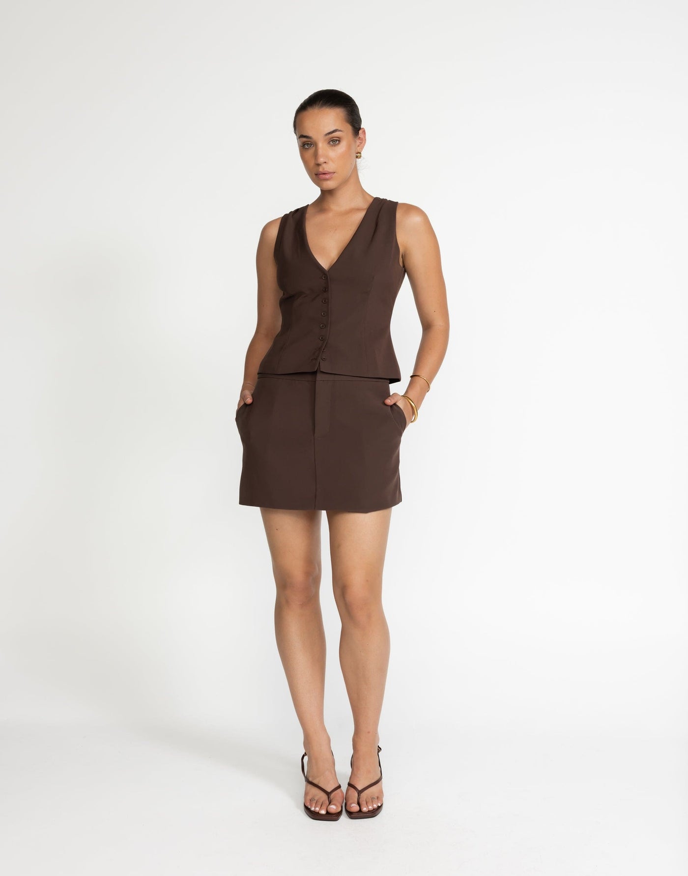 Brooks Vest (Cocoa) | CHARCOAL Exclusive - Brown Vest Top - Women's Top - Charcoal Clothing