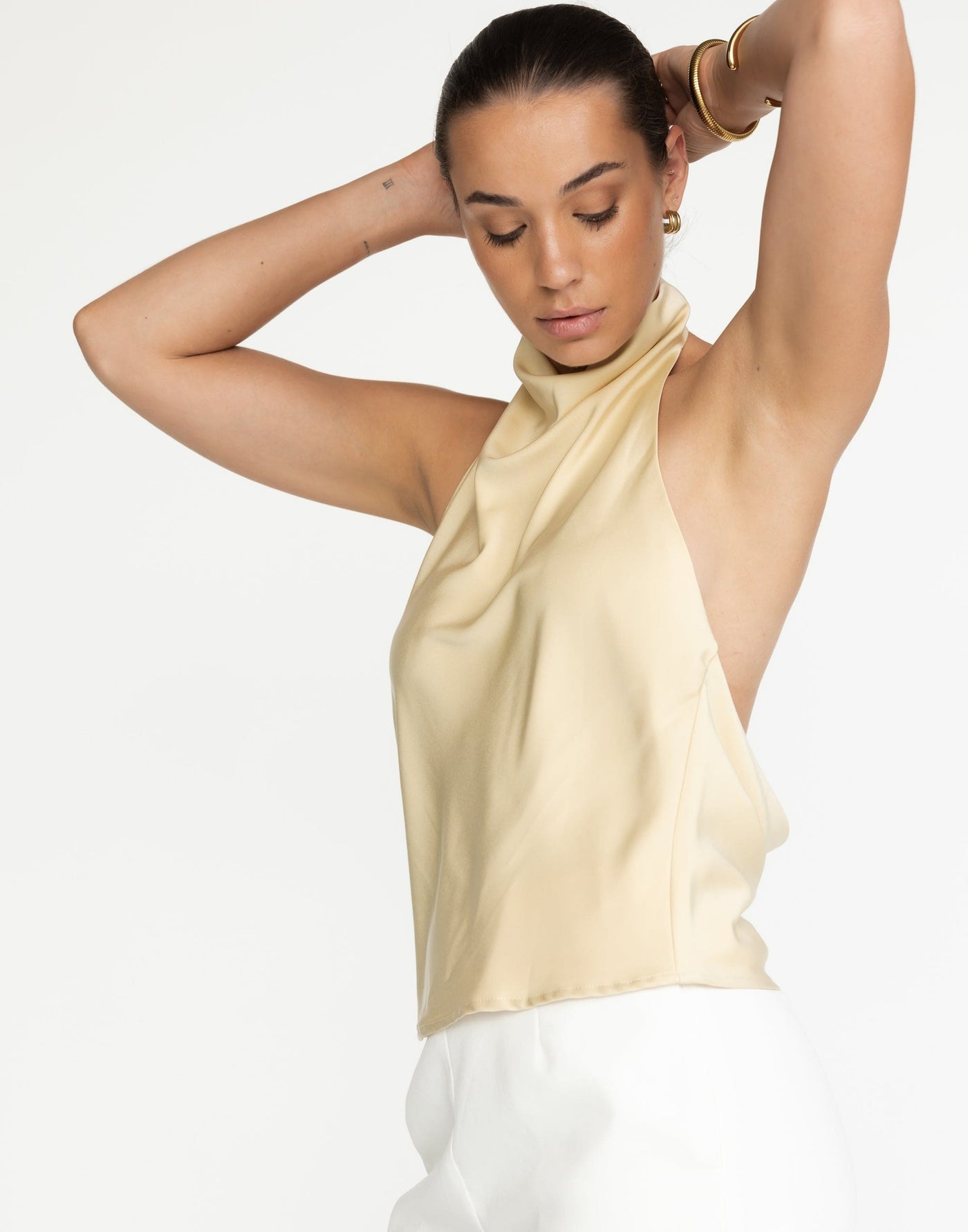 Gilda Top (Honeycomb) | CHARCOAL Exclusive - High Neck, Open Back - Women's Top - Charcoal Clothing