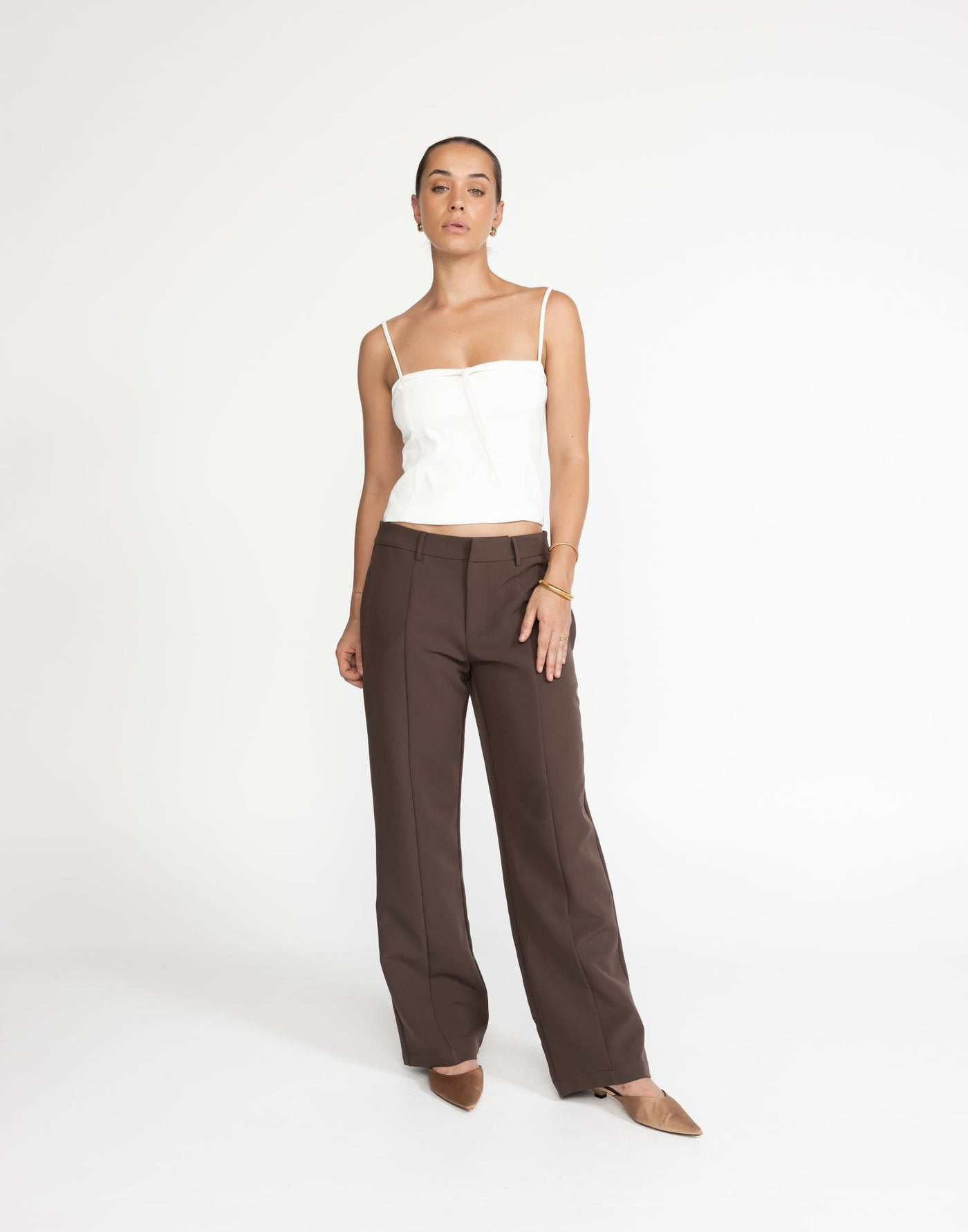 Crawford Pants (Chocolate) | CHARCOAL Exclusive - Low Rise Brown Pant - Women's Pants - Charcoal Clothing