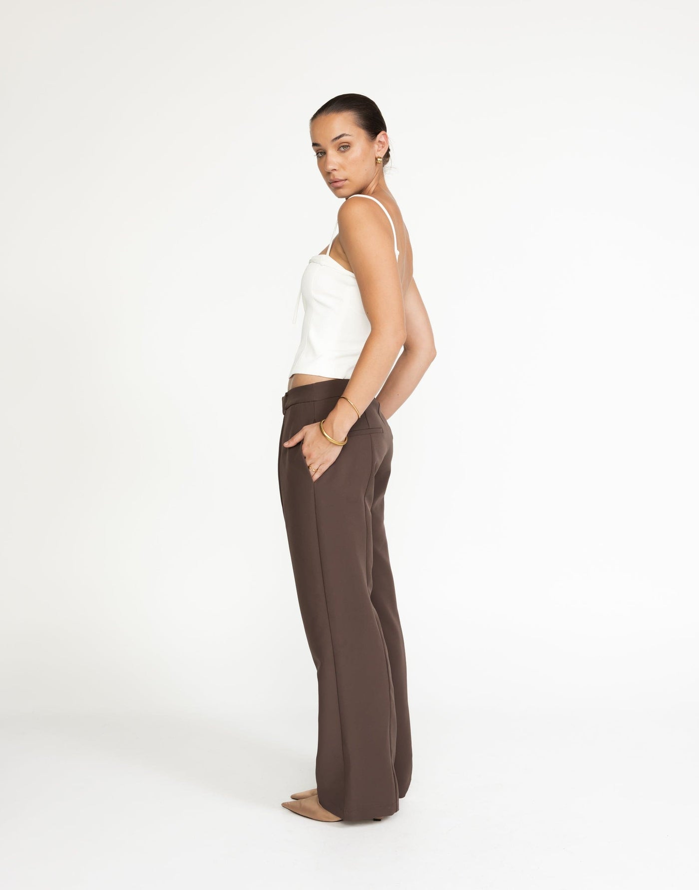 Crawford Pants (Chocolate) | CHARCOAL Exclusive - Low Rise Brown Pant - Women's Pants - Charcoal Clothing