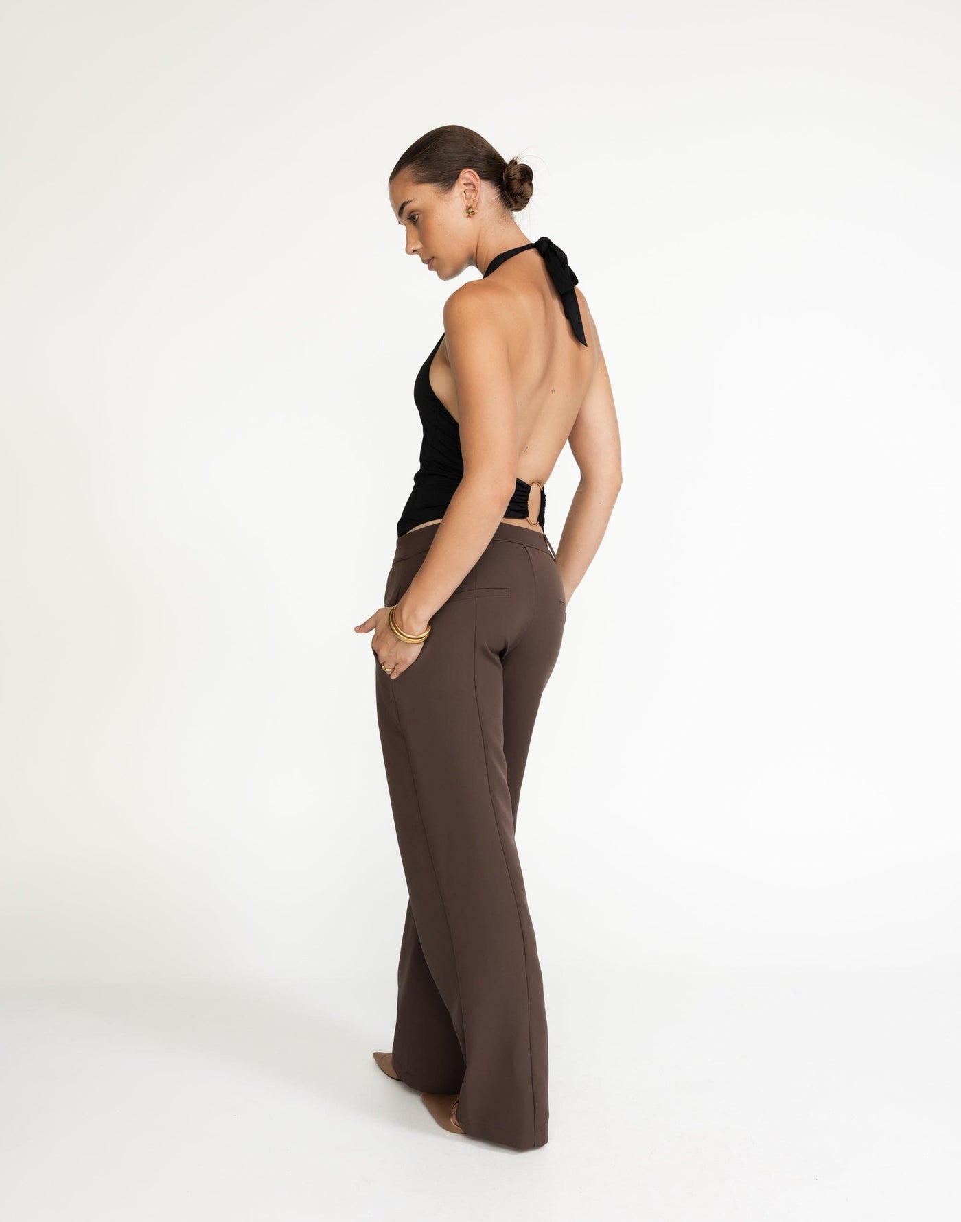 Crawford Pants (Chocolate) | CHARCOAL Exclusive - Low Rise Brown Pant - Women's Pants - Charcoal Clothing