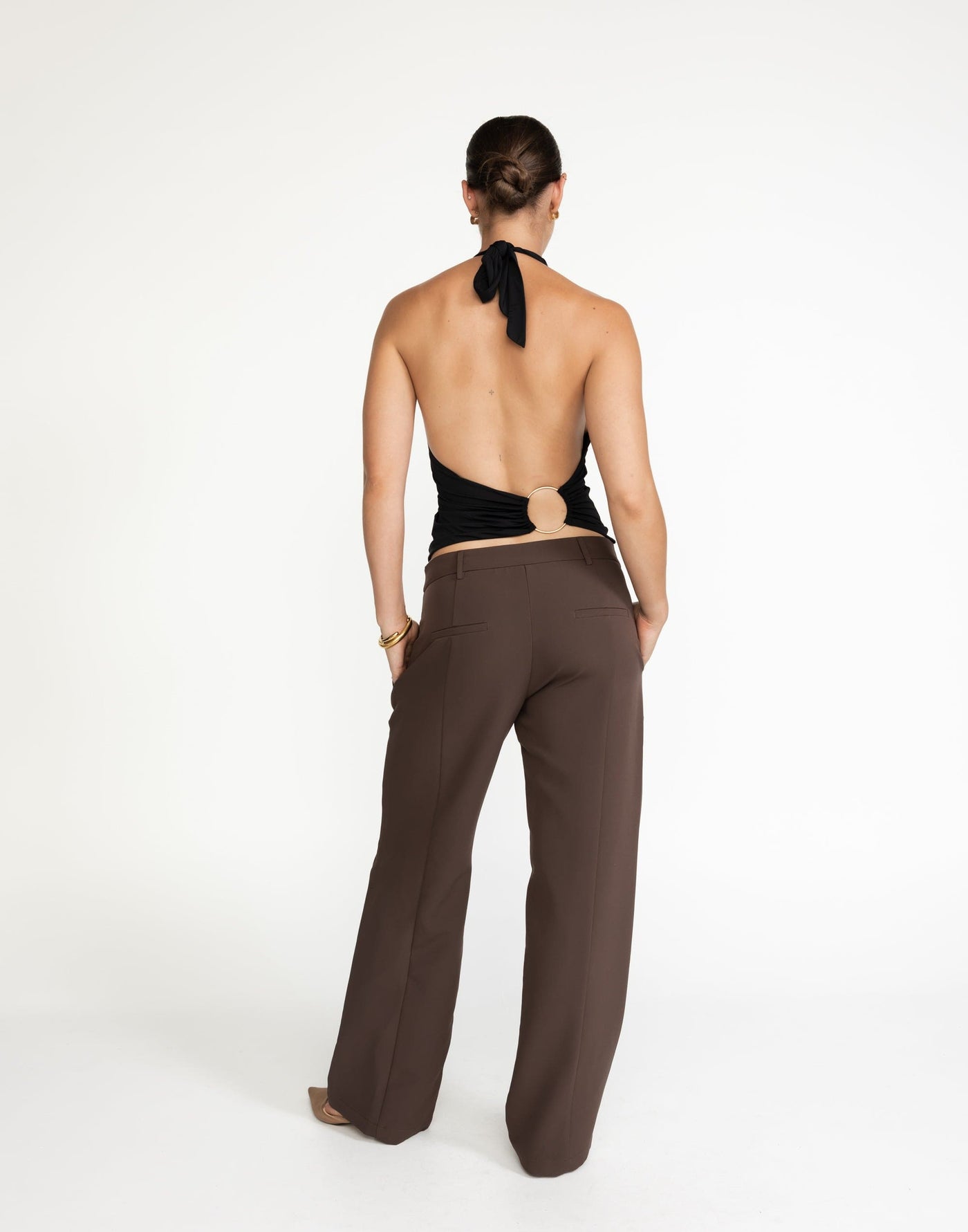 Crawford Pants (Chocolate) | CHARCOAL Exclusive - Low Rise Brown Pant - Women's Pants - Charcoal Clothing