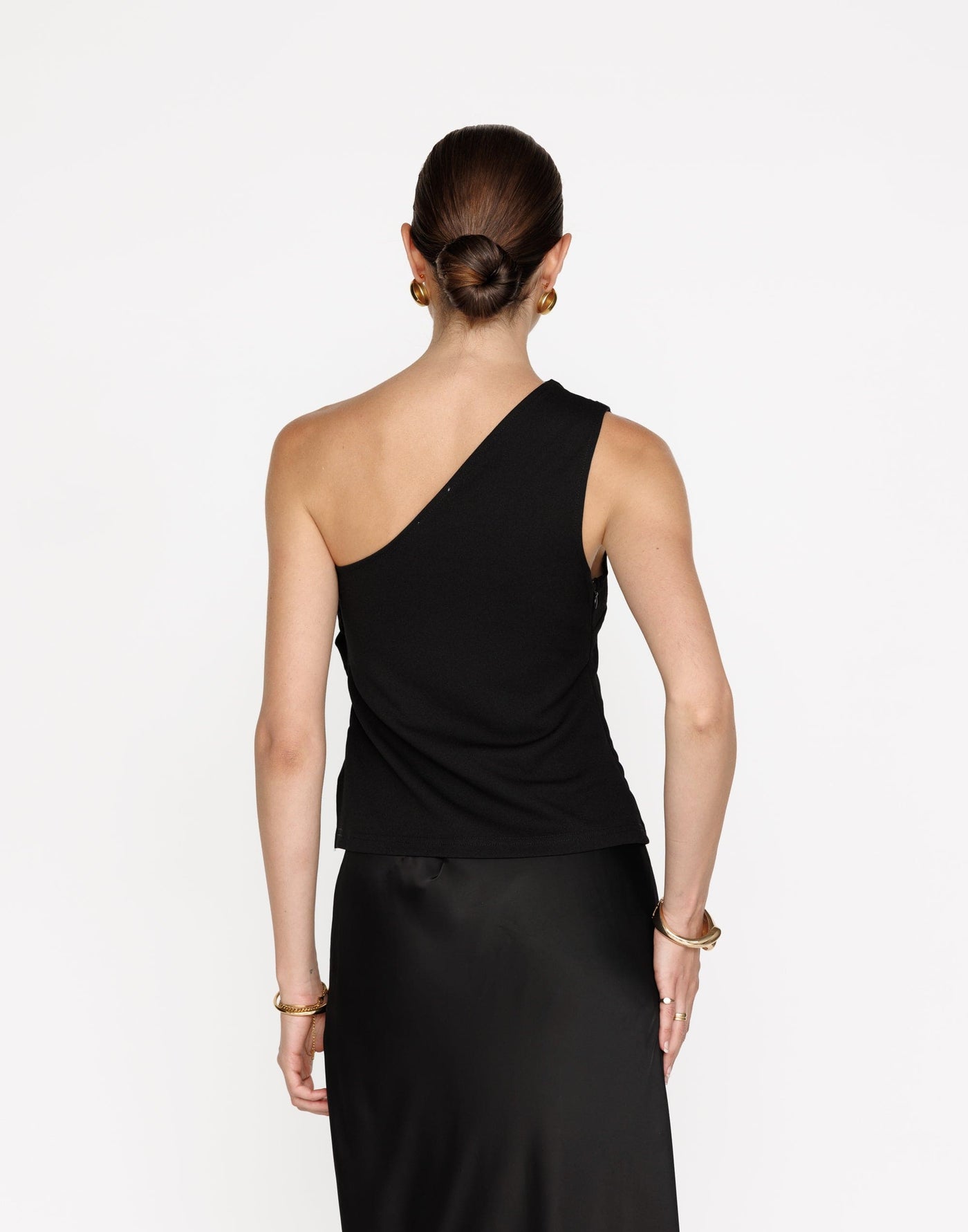 Emily Top (Black) | CHARCOAL Exclusive - One Shoulder Bodycon Top - Women's Top - Charcoal Clothing