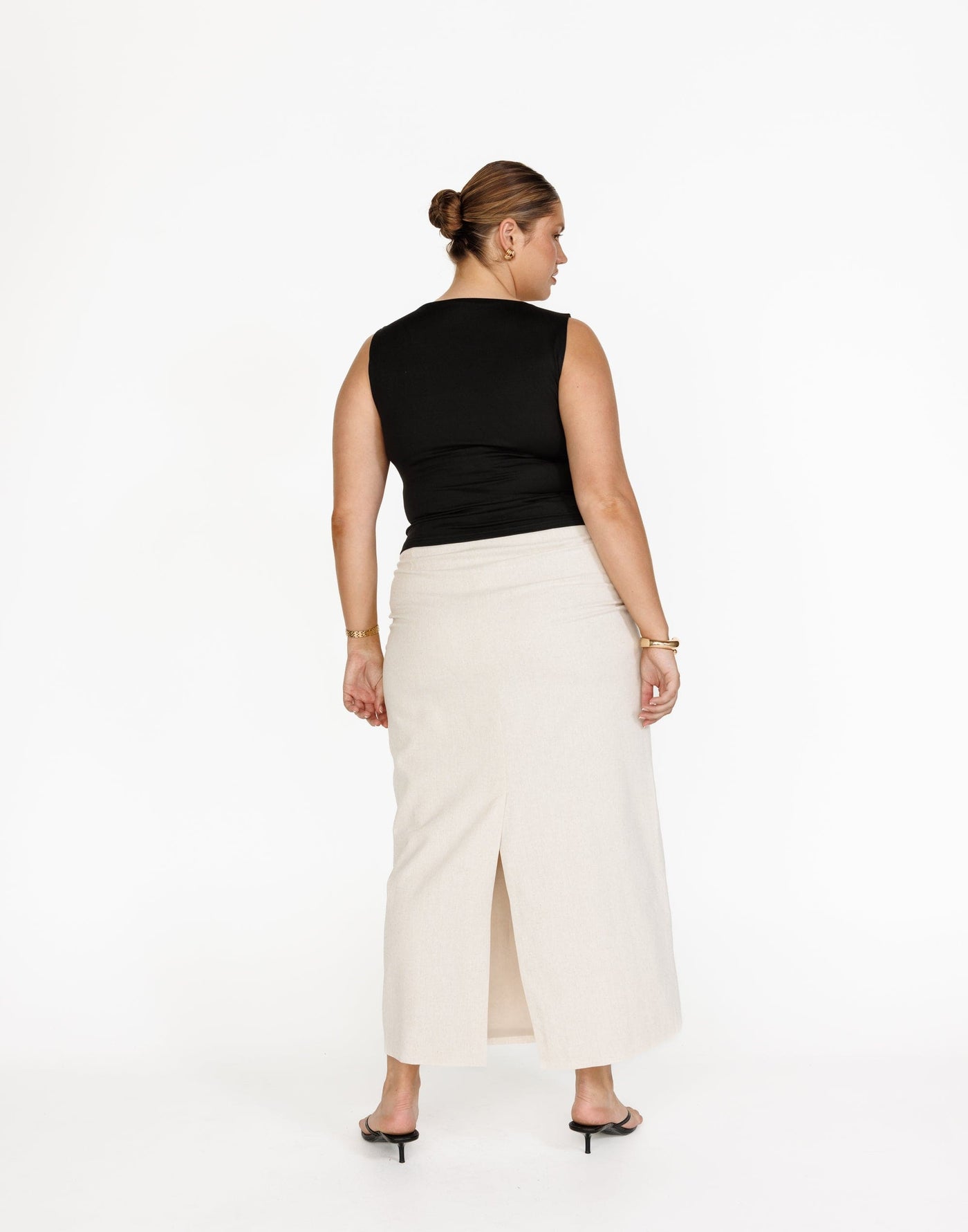 Como Linen Maxi Skirt (Oat) - High Waisted Linen Maxi Skirt - Women's Skirt - Charcoal Clothing