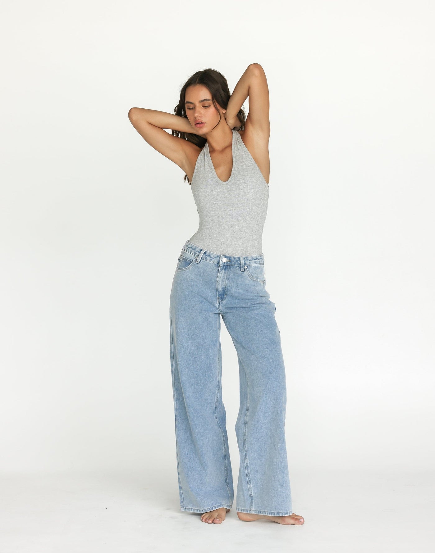 Roman Jeans (Light Vintage) | CHARCOAL Exclusive - Low Rise Wide Leg Jeans - Women's Pants - Charcoal Clothing