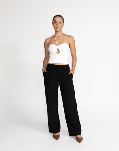 Coco Top (White) | CHARCOAL Exclusive - Halter Top, Twisted Knot Detailing - Women's Top - Charcoal Clothing