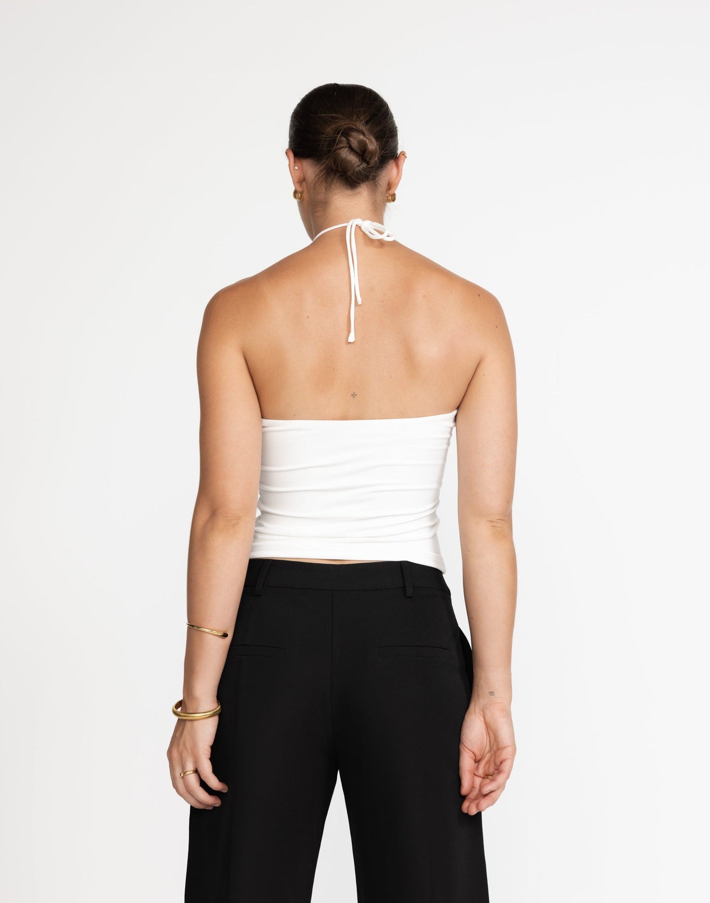 Coco Top (White) | CHARCOAL Exclusive - Halter Top, Twisted Knot Detailing - Women's Top - Charcoal Clothing