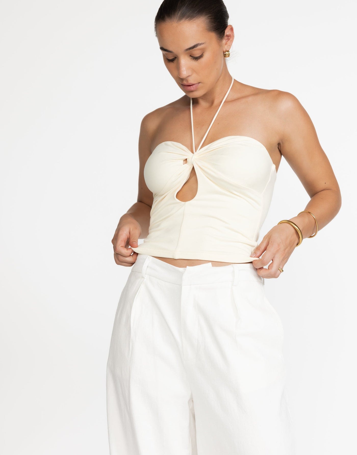 Coco Top (Butter) | CHARCOAL Exclusive - Halter Top, Twisted Knot - Women's Top - Charcoal Clothing