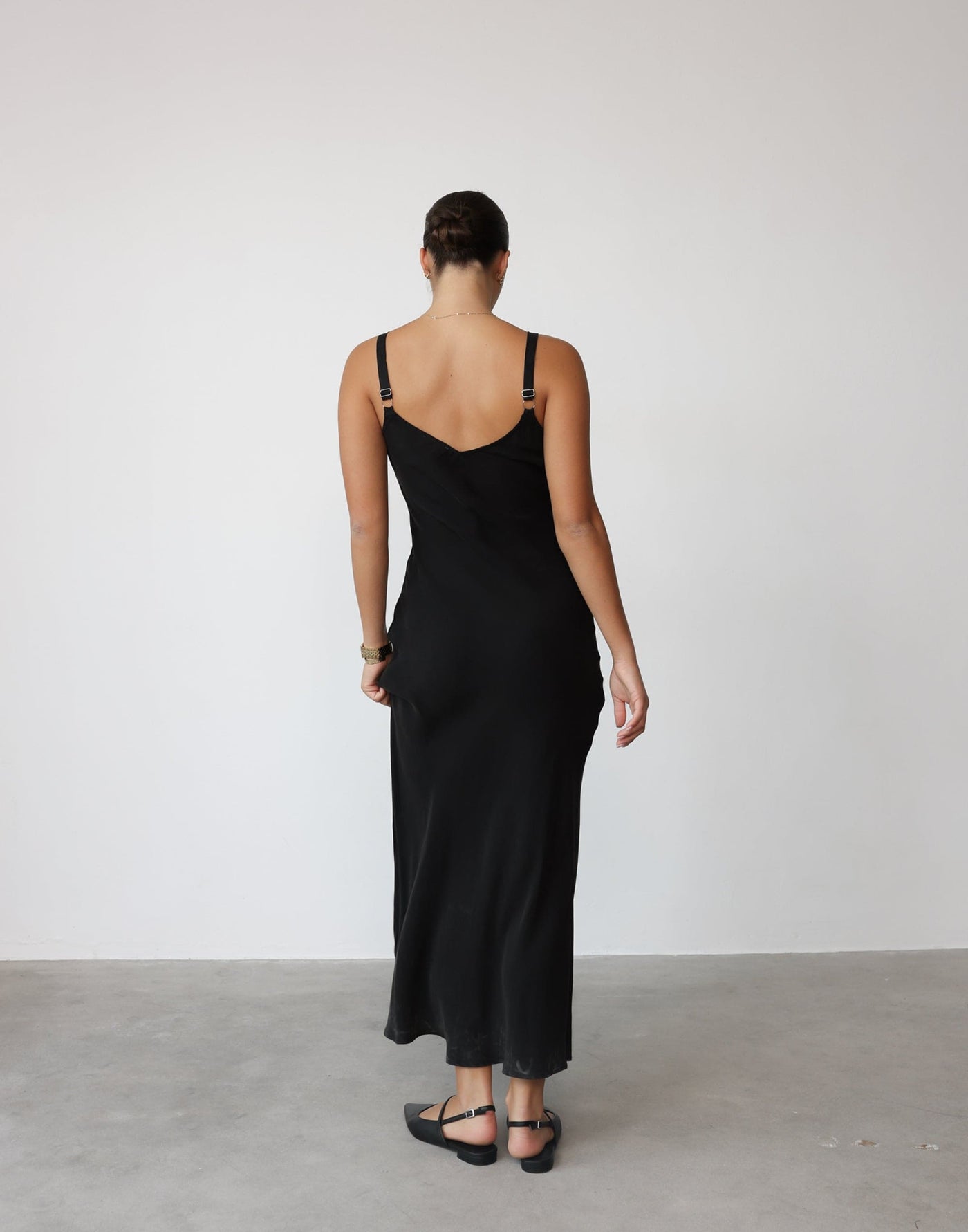 Zaya Maxi Dress (Black) | CHARCOAL Exclusive - V-neck Flared Skirt Maxi Dress - Women's Dress - Charcoal Clothing