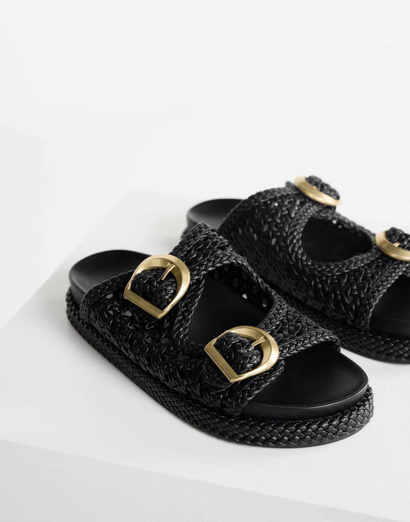 Gisella Slides (Black) - By Billini - Open toe twin strap sandals - Women's Shoes - Charcoal Clothing