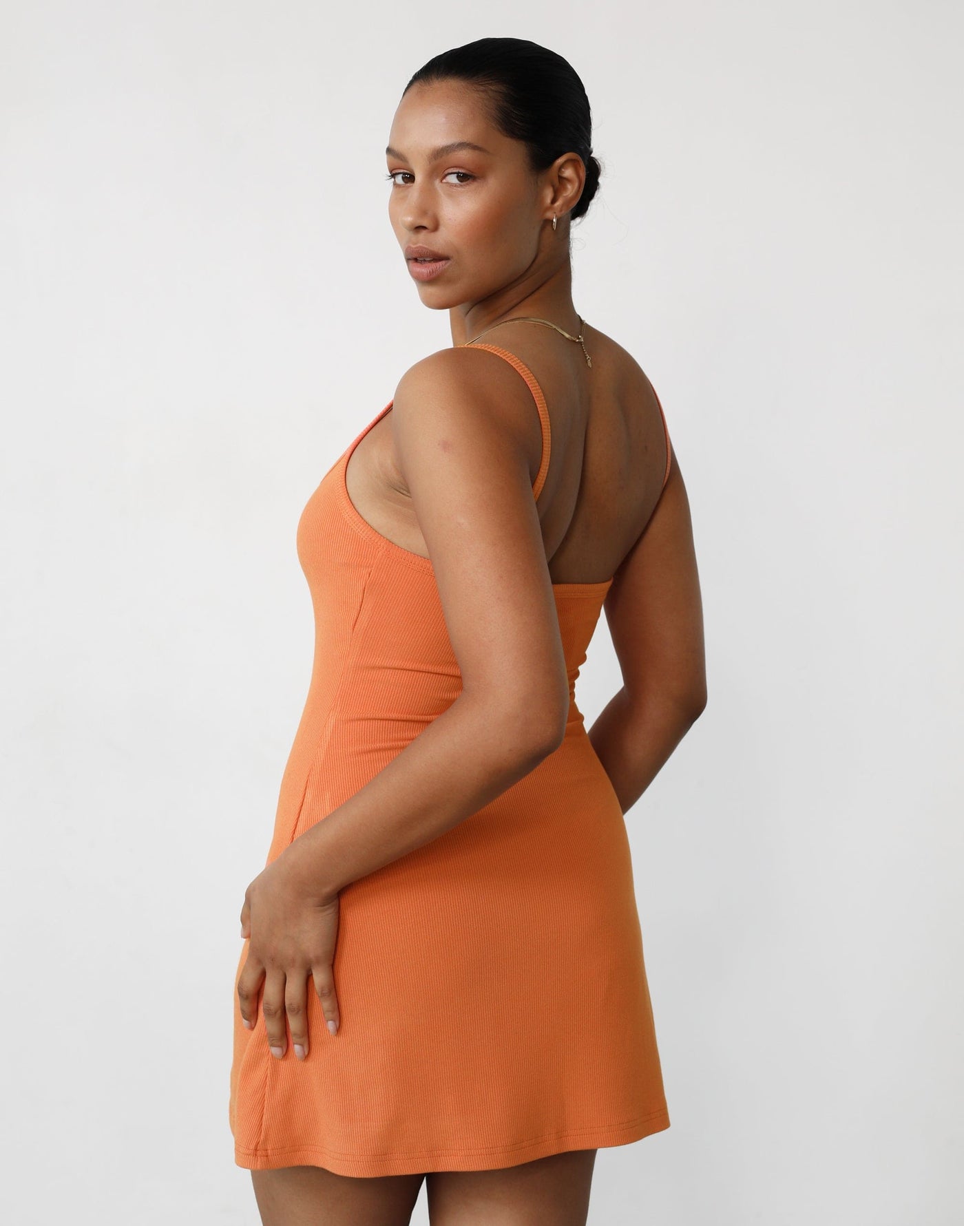 Helia Mini Dress (Papaya) - Ribbed A-line Mini Dress – CHARCOAL