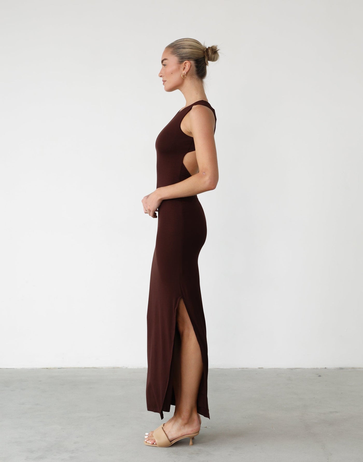 Forget It Maxi Dress (Cocoa) - Open Back Maxi Dress - Women's Dress - Charcoal Clothing