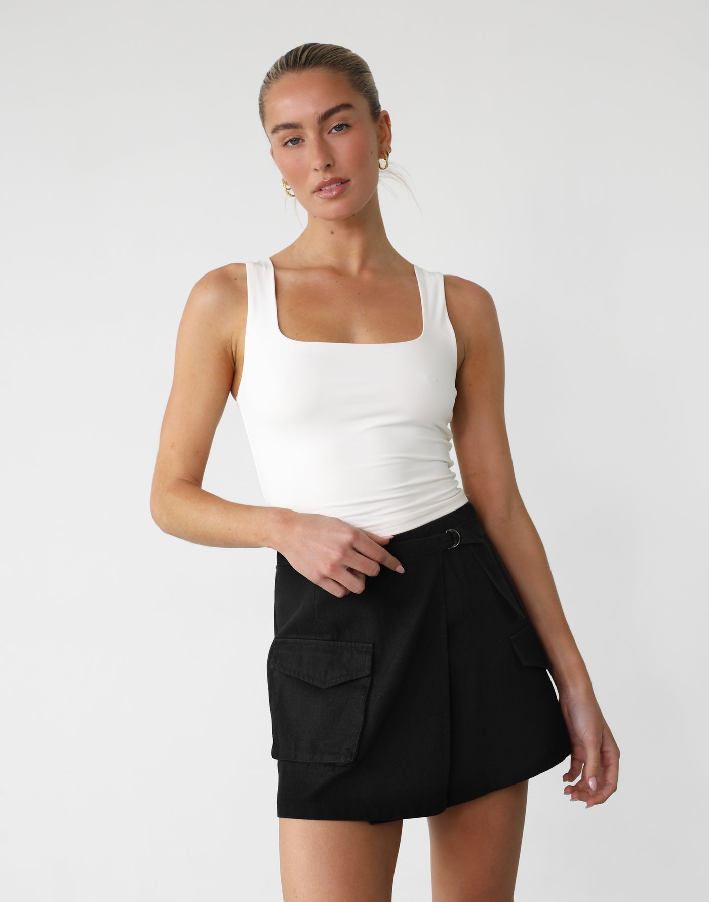 Scottie Mini Skirt (Black) - Cargo Wrap Around Mini Skirt – CHARCOAL