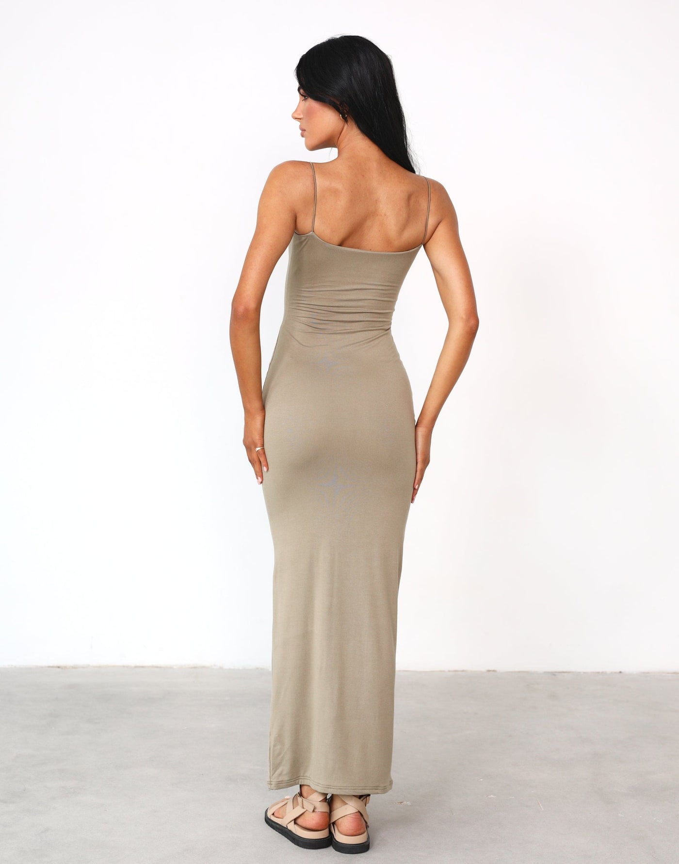 Tammy Maxi Dress (Light Khaki) - Bodycon Maxi Dress - Women's Dress - Charcoal Clothing