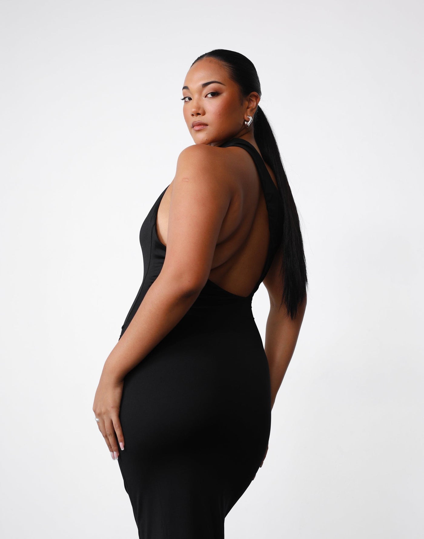 Keira Maxi Dress (Black) | Charcoal Clothing Exclusive - Cut-out Detail Backless Bodycon Dress - Women's Dress - Charcoal Clothing