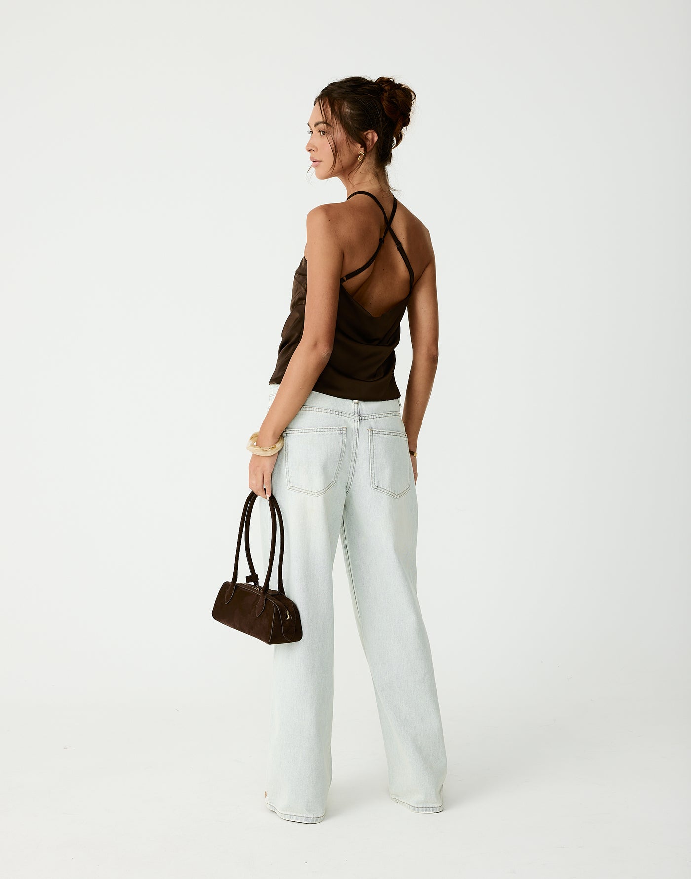 Roman Jeans (Light Blue) - CHARCOAL EXCLUSIVE - Low rise wide leg denim jeans with functional pockets - Women's Pants - Charcoal Clothing