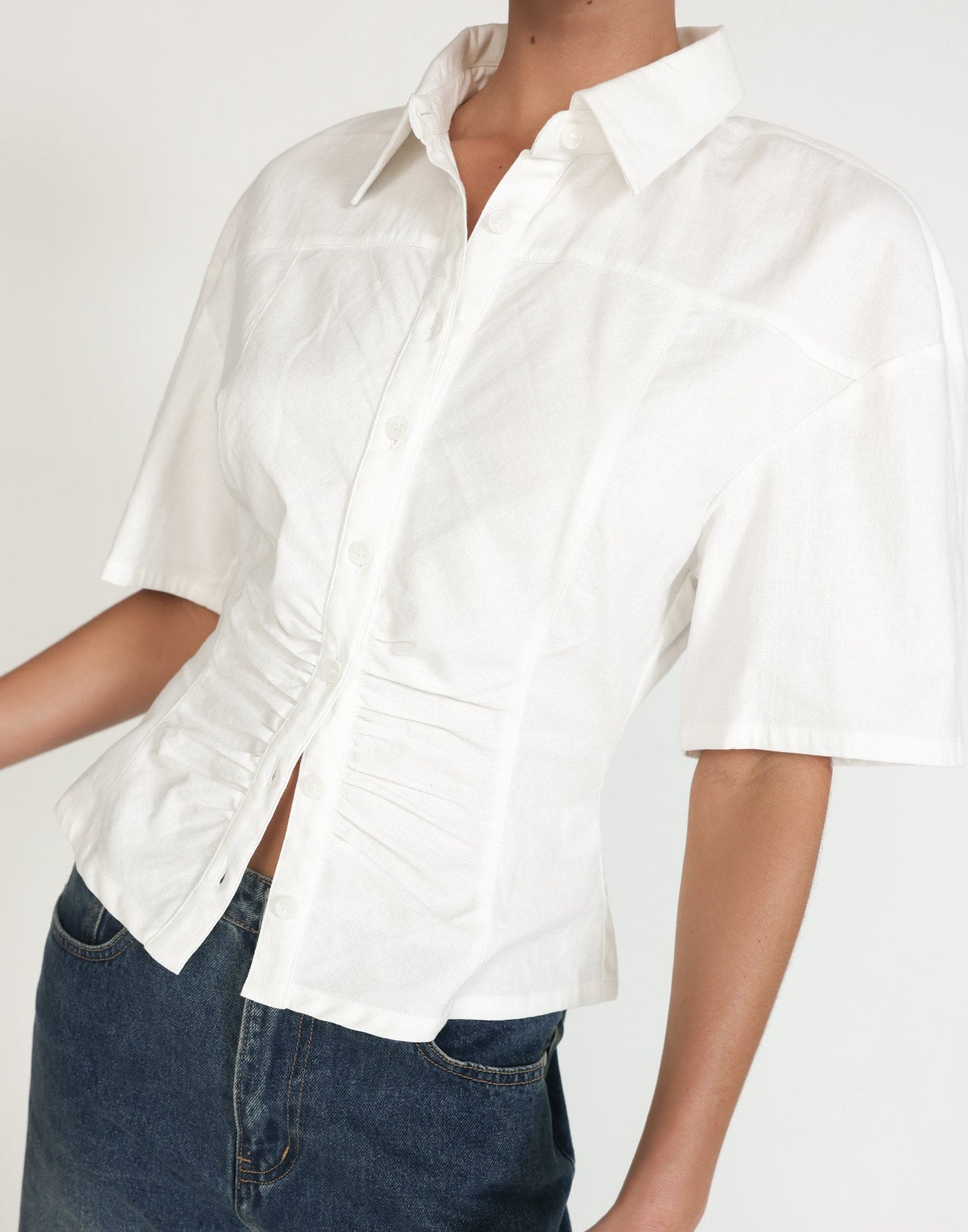 Etta Linen Top (White) | CHARCOAL Exclusive - - Women's Top - Charcoal Clothing