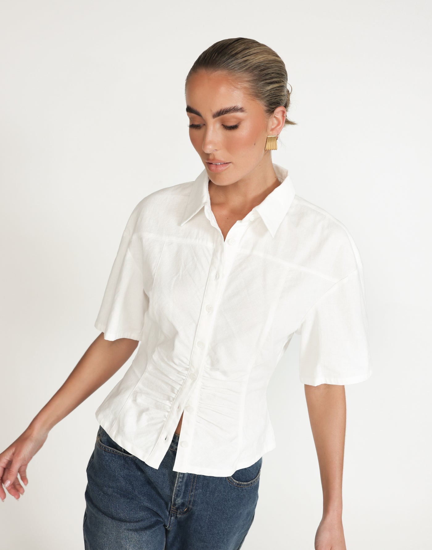 Etta Linen Top (White) | CHARCOAL Exclusive - - Women's Top - Charcoal Clothing