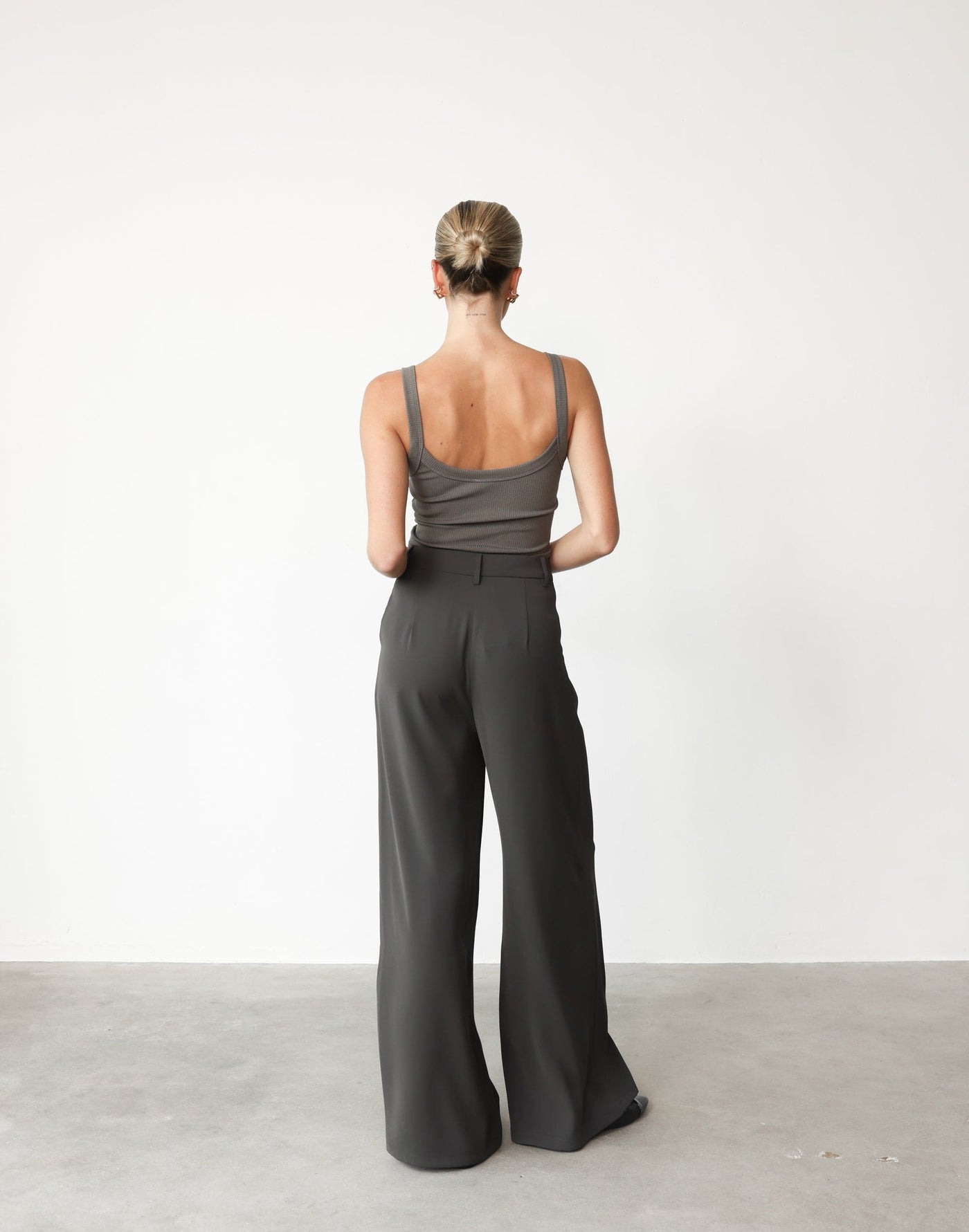 Chicago Pants (Slate) | CHARCOAL Exclusive - High Waisted Wide Leg Business Pants - Women's Pants - Charcoal Clothing