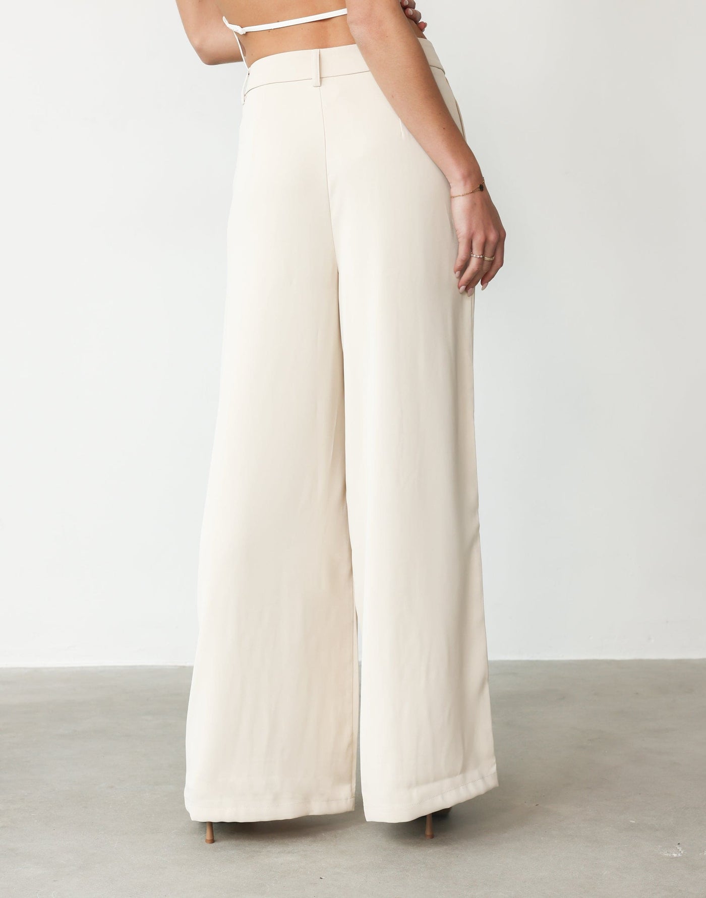 Chicago Pants (Oat) - High Rise Tailored Wide Leg Pants - Women's Pants - Charcoal Clothing