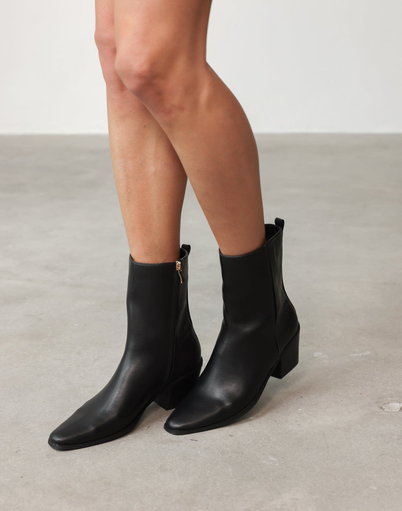 Franklin Boots (Black) - By Billini - Stacked Heel Ankle Boots - Women's Shoes - Charcoal Clothing