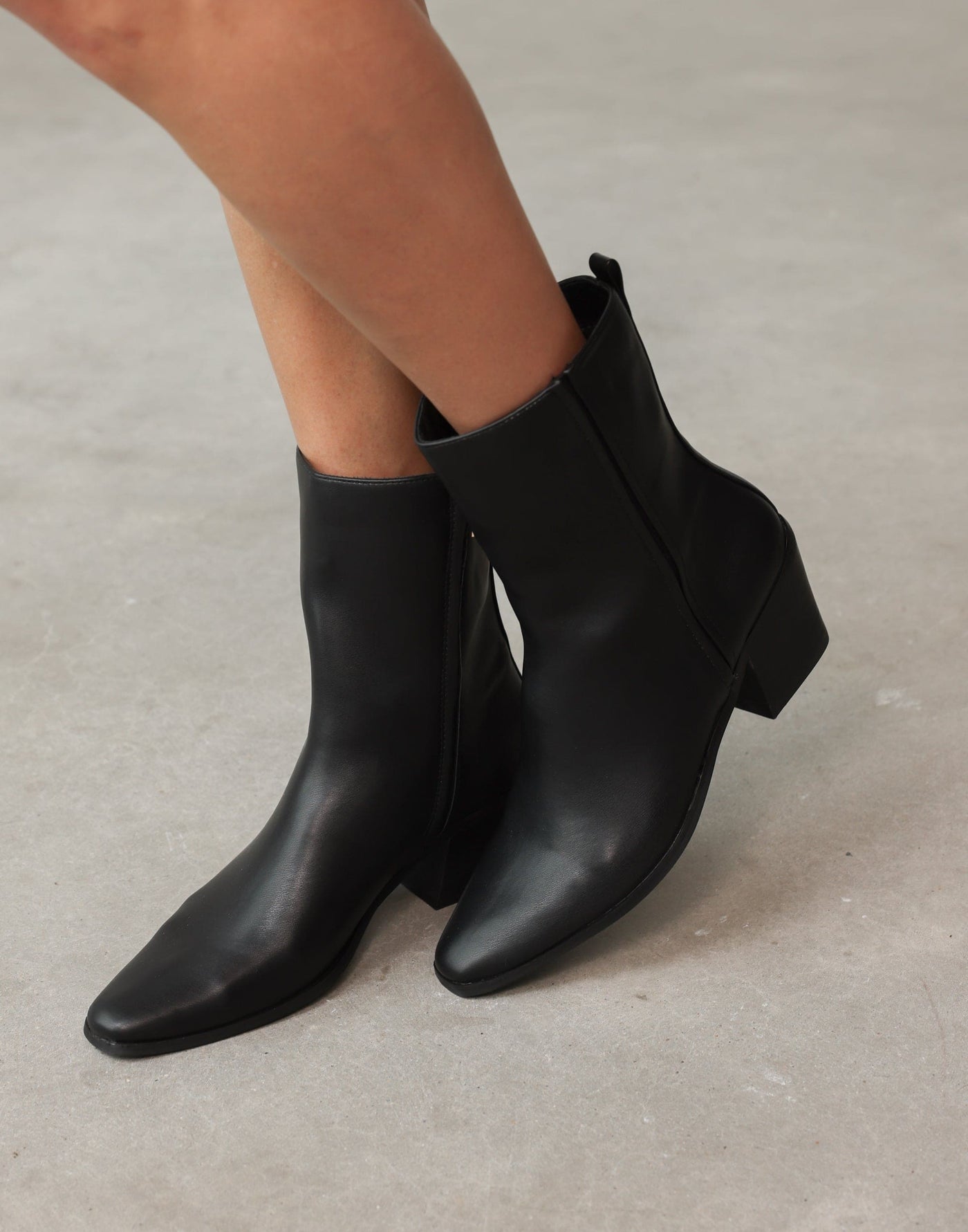 Franklin Boots (Black) - By Billini - Stacked Heel Ankle Boots - Women's Shoes - Charcoal Clothing