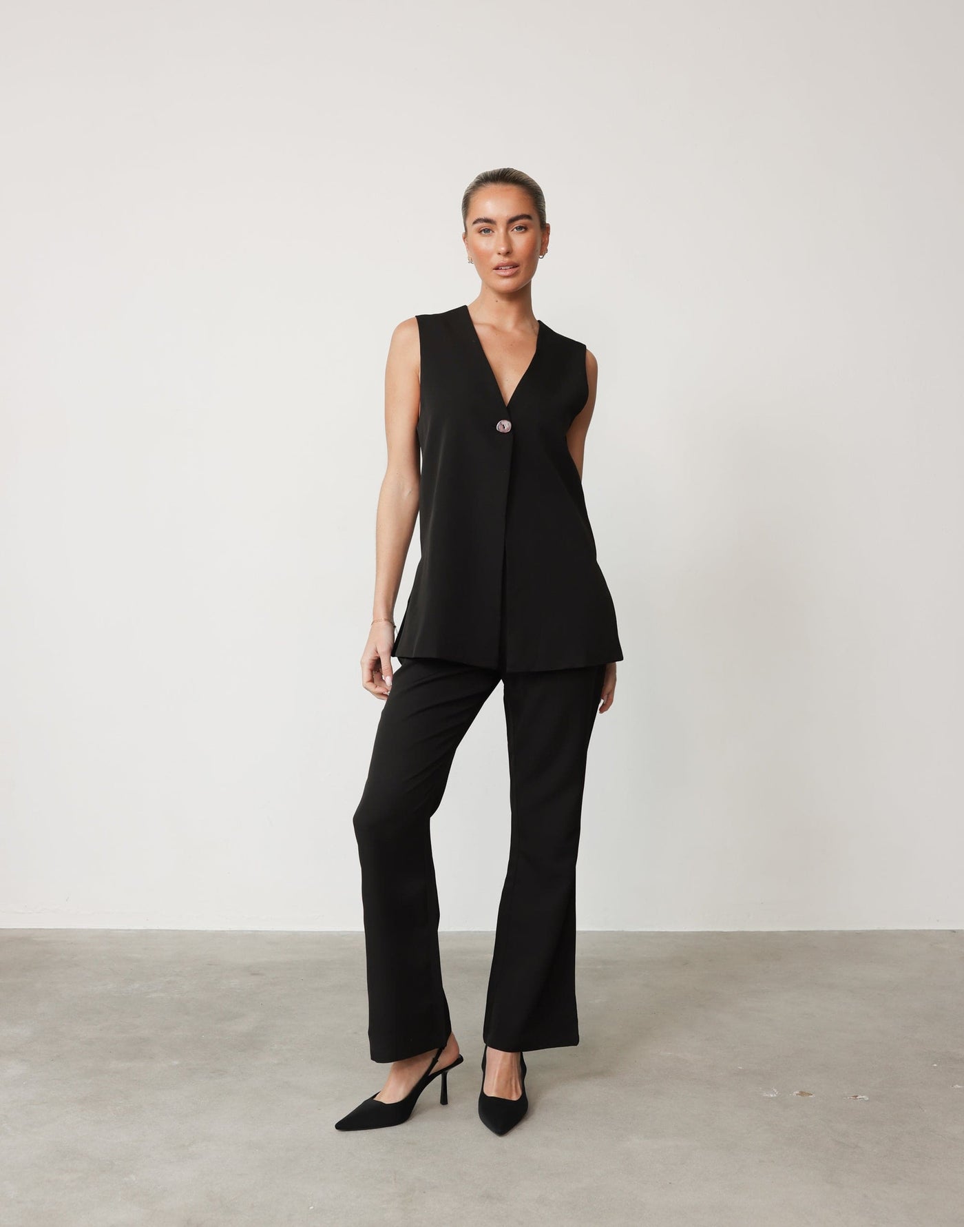 Montemayor Pants (Black) - High Waisted Slightly Flared Dress Pants - Women's Bottoms - Charcoal Clothing