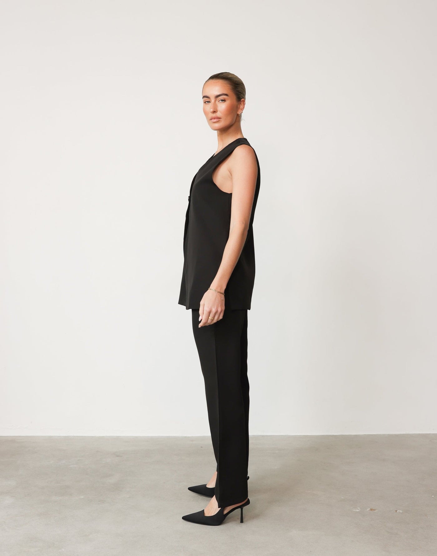 Montemayor Pants (Black) - High Waisted Slightly Flared Dress Pants - Women's Bottoms - Charcoal Clothing