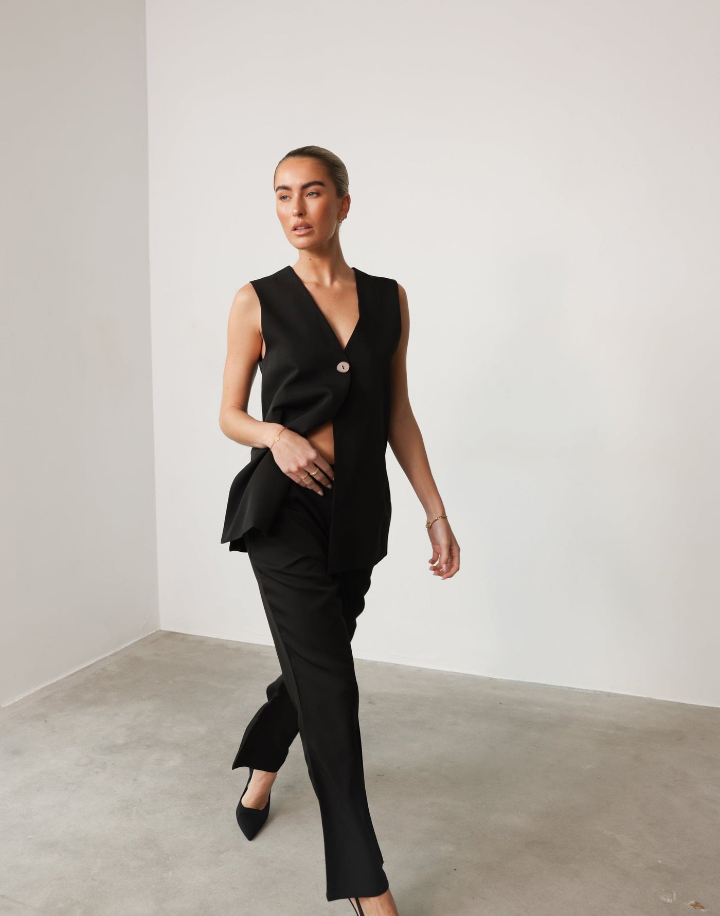 Montemayor Pants (Black) - High Waisted Slightly Flared Dress Pants - Women's Bottoms - Charcoal Clothing