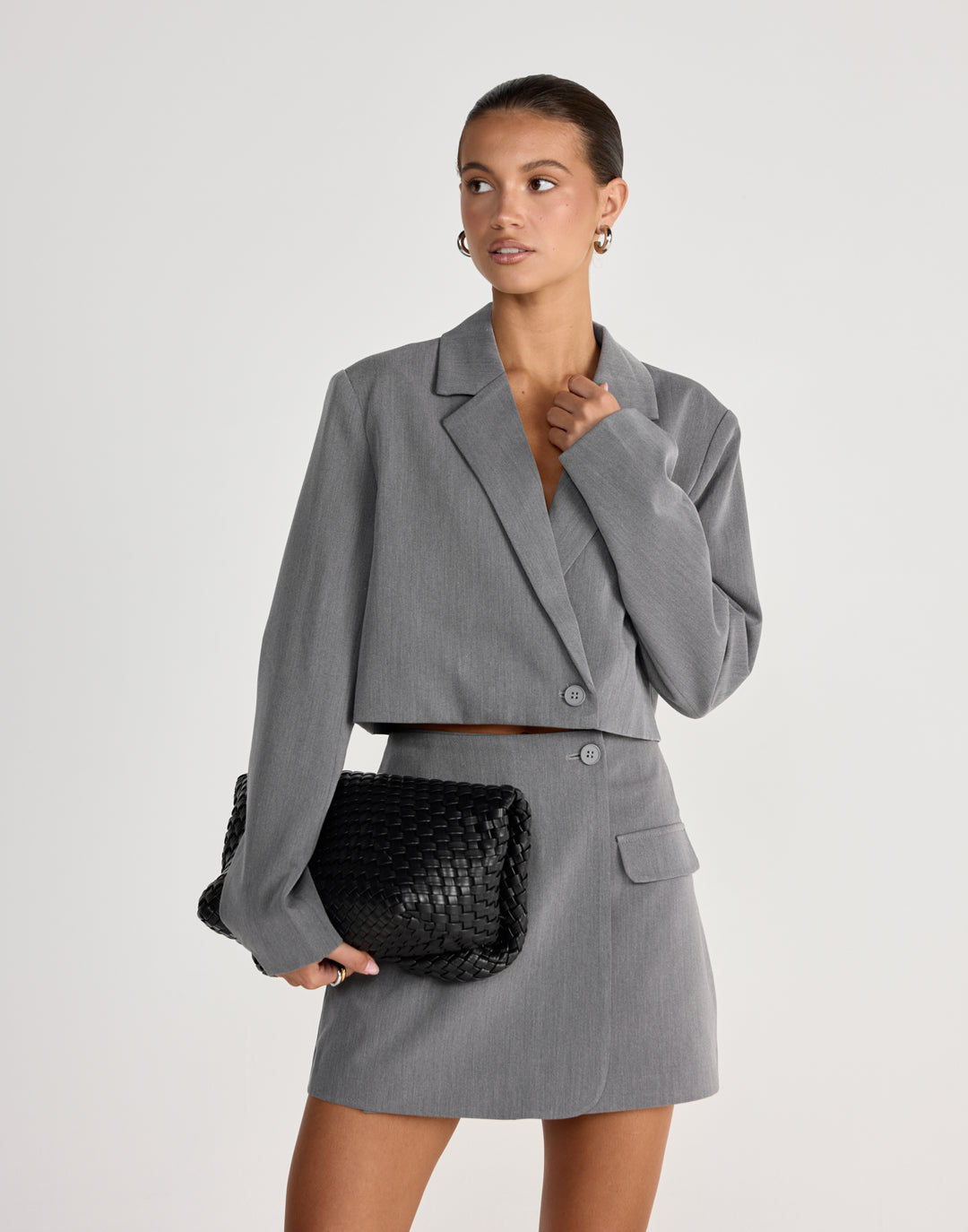 Waverly Cropped Blazer (Grey) – CHARCOAL