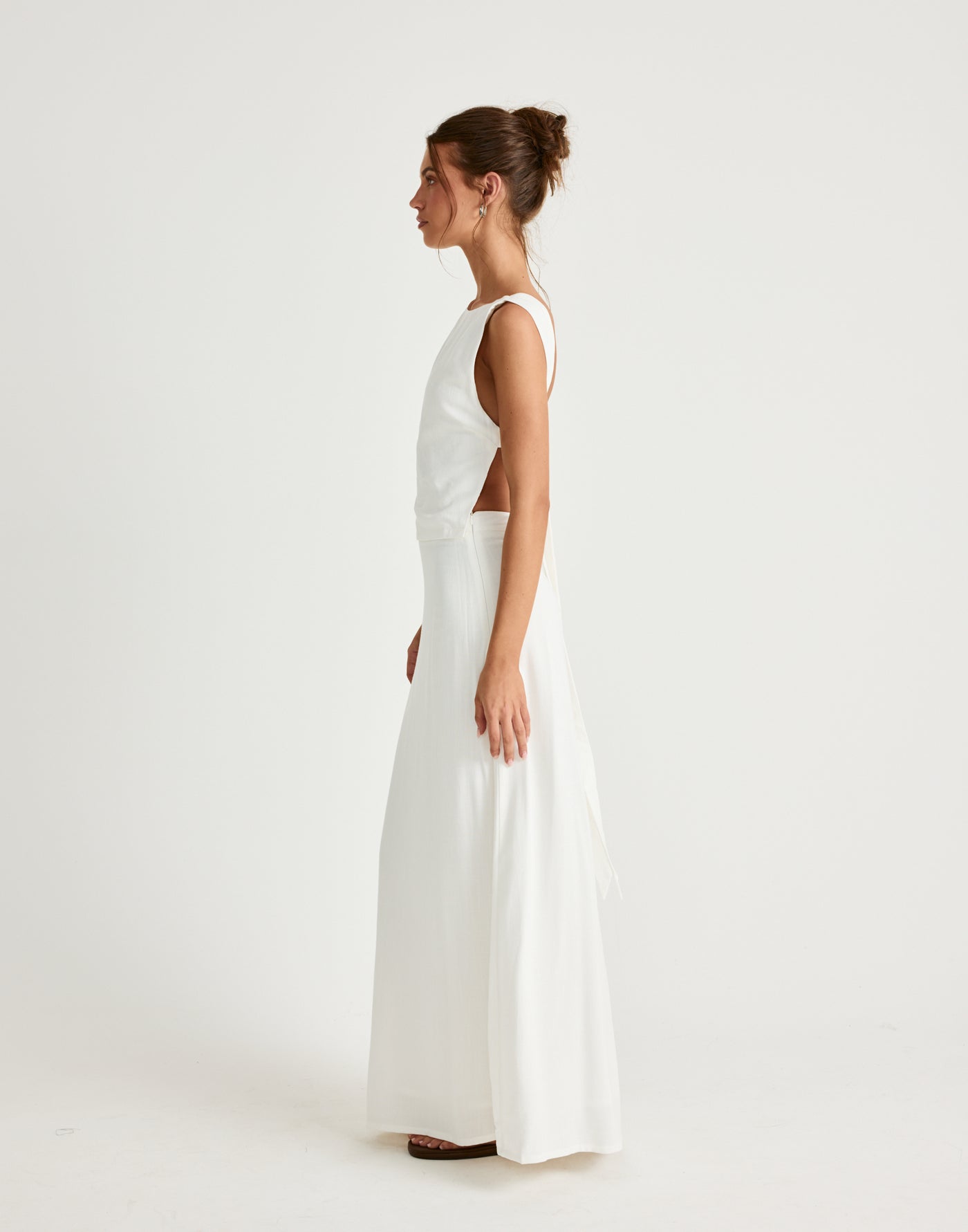 Aleah Maxi Skirt (White) | CHARCOAL Exclusive - White Linen High Waisted Maxi Skirt - Women's Skirt - Charcoal Clothing